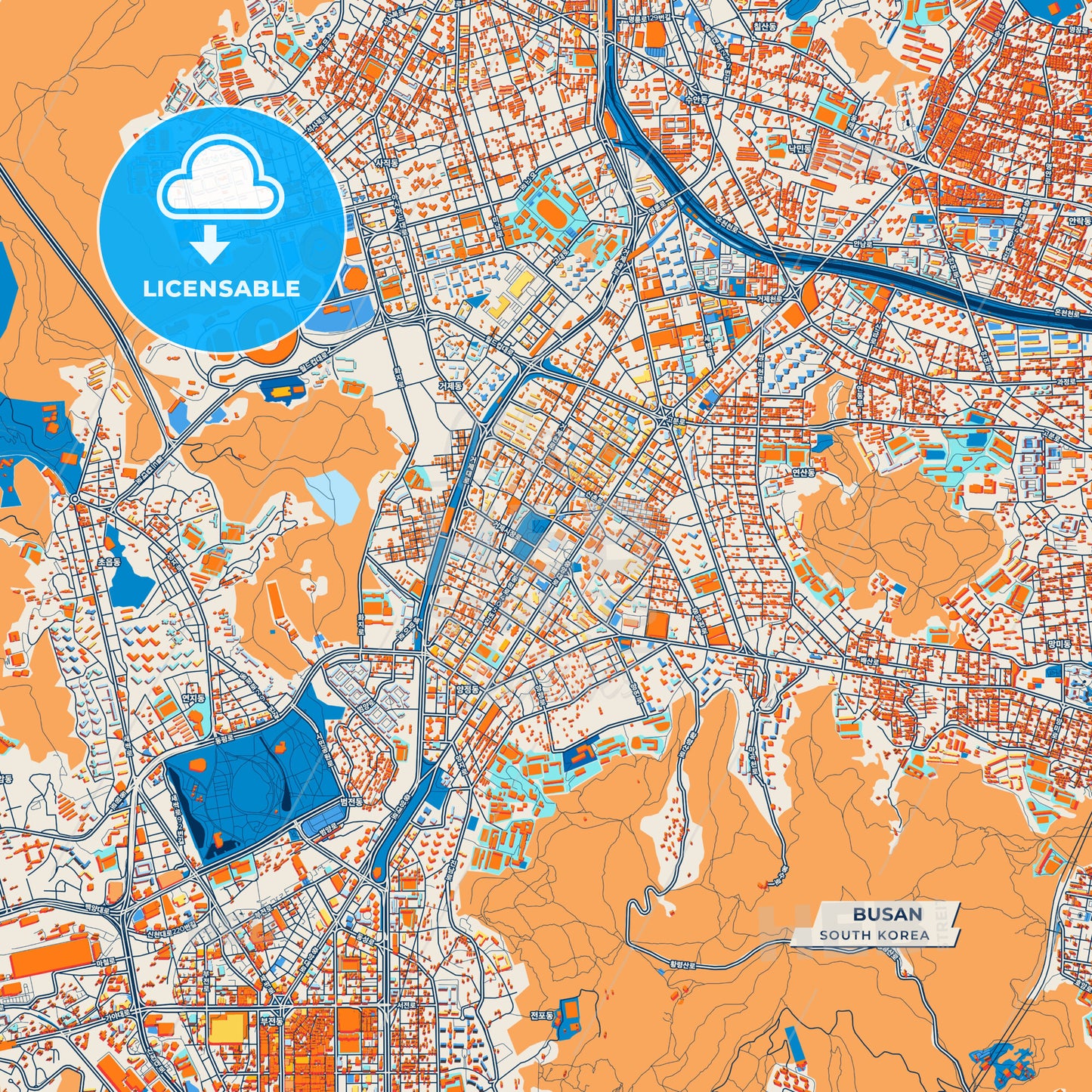 Canvas Print Template of Busan Street Map