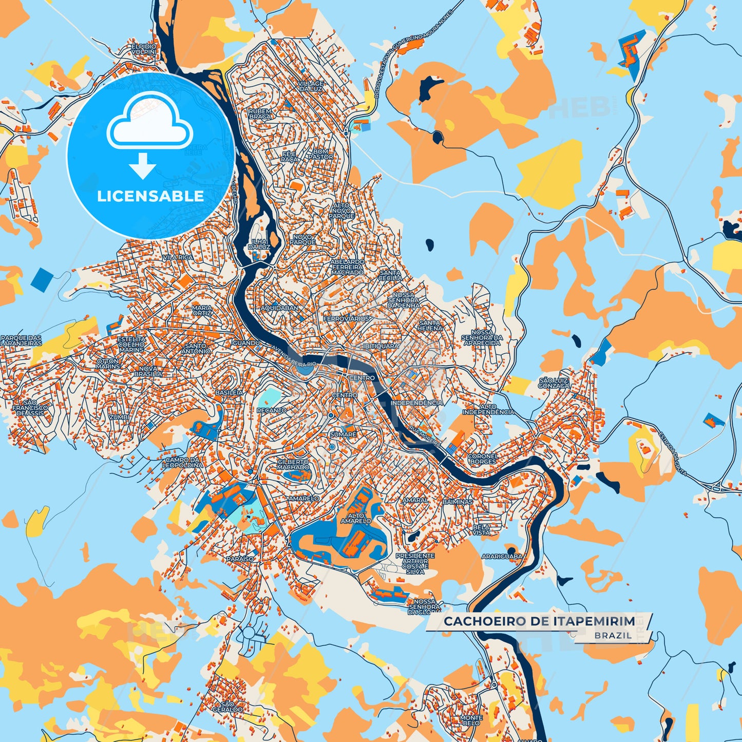 Canvas Print Template of Cachoeiro de Itapemirim Street Map