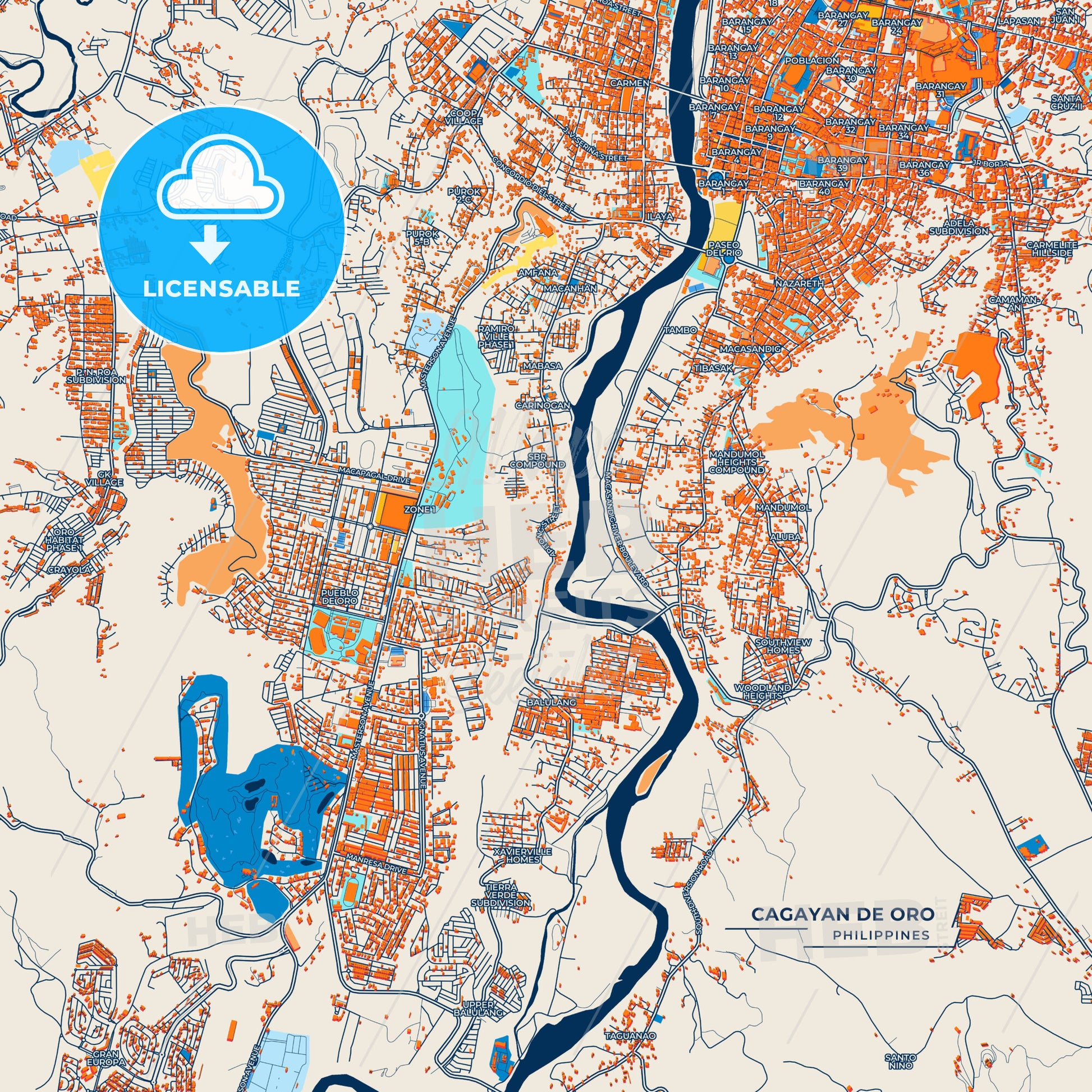 Canvas Print Template of Cagayan de Oro Street Map