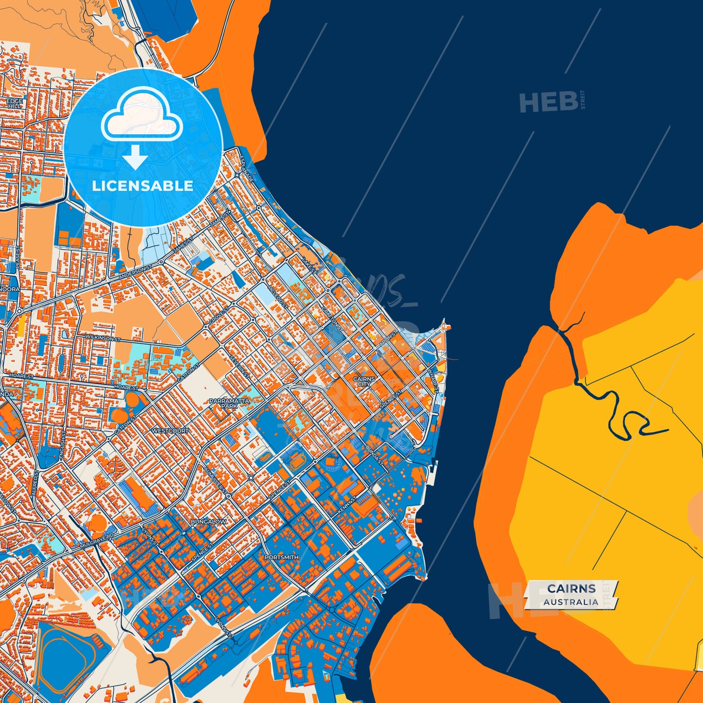 Canvas Print Template of Cairns Street Map