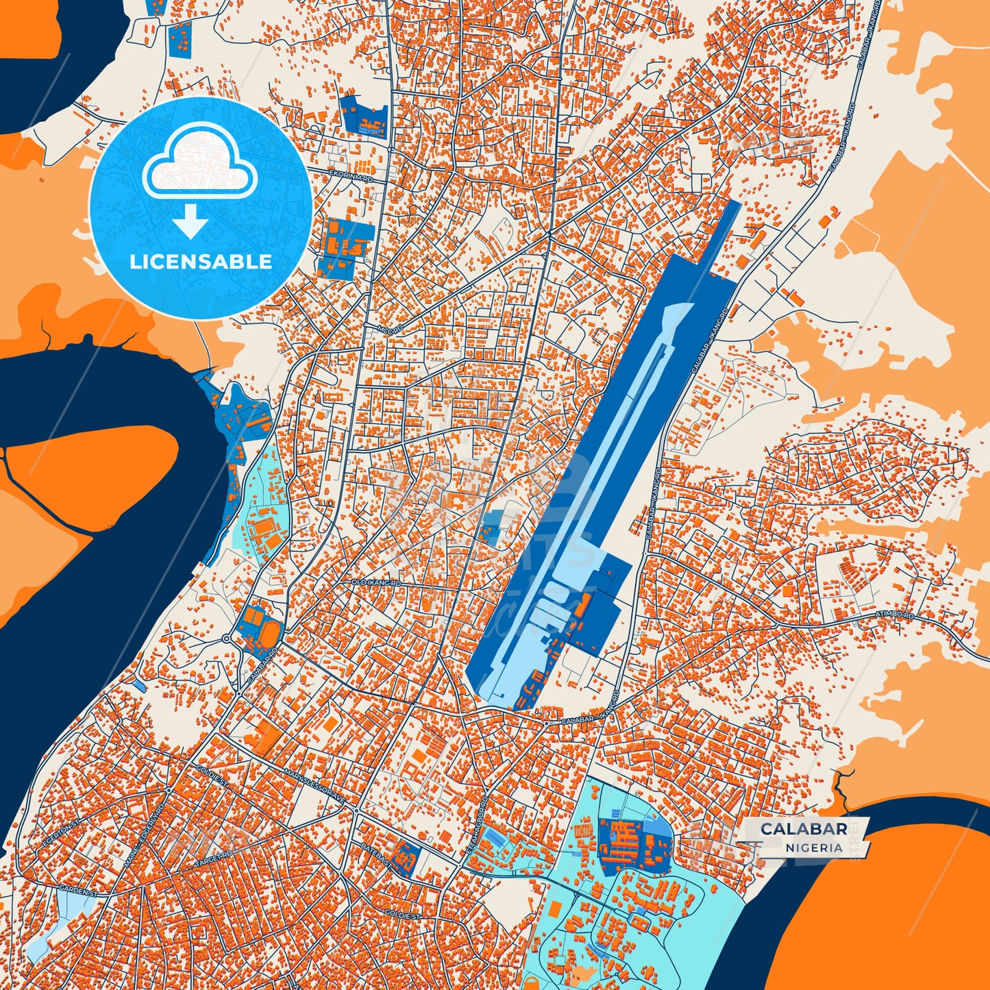 Canvas Print Template of Calabar Street Map