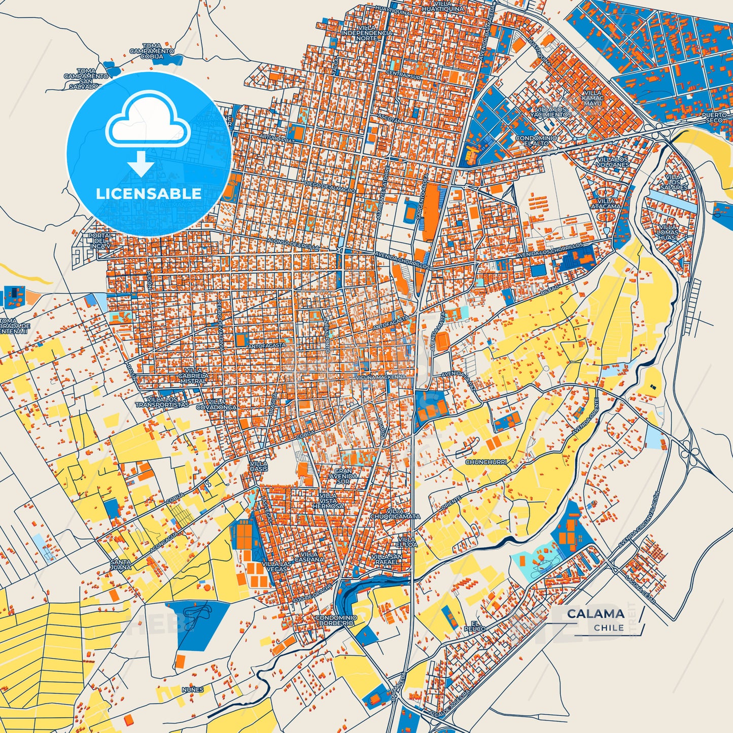 Canvas Print Template of Calama Street Map