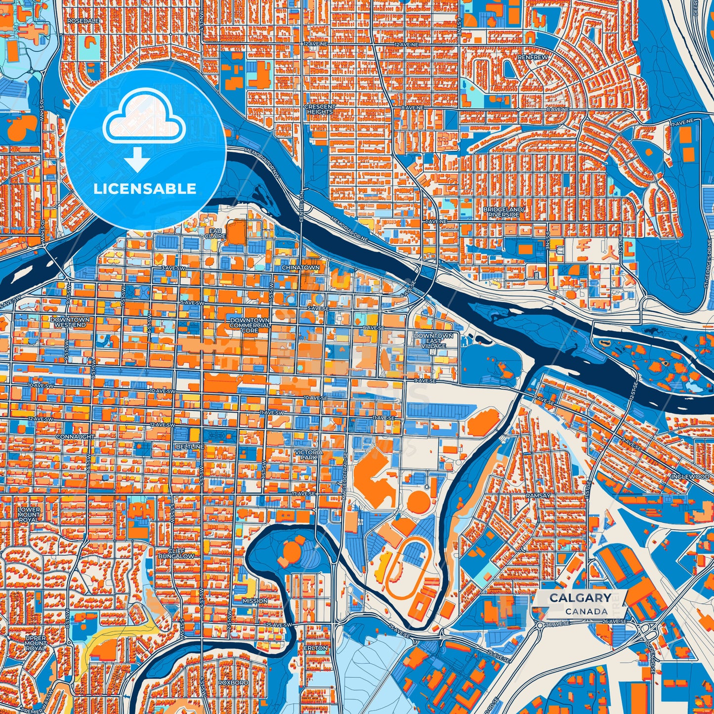 Canvas Print Template of Calgary Street Map