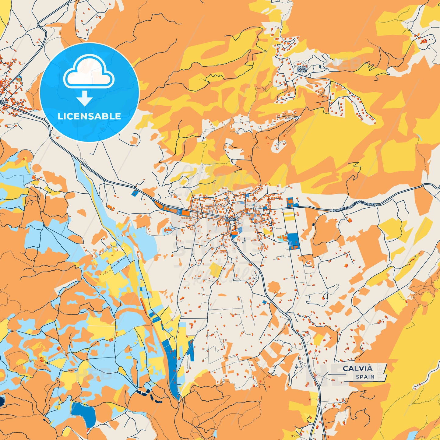 Canvas Print Template of Calvià Street Map