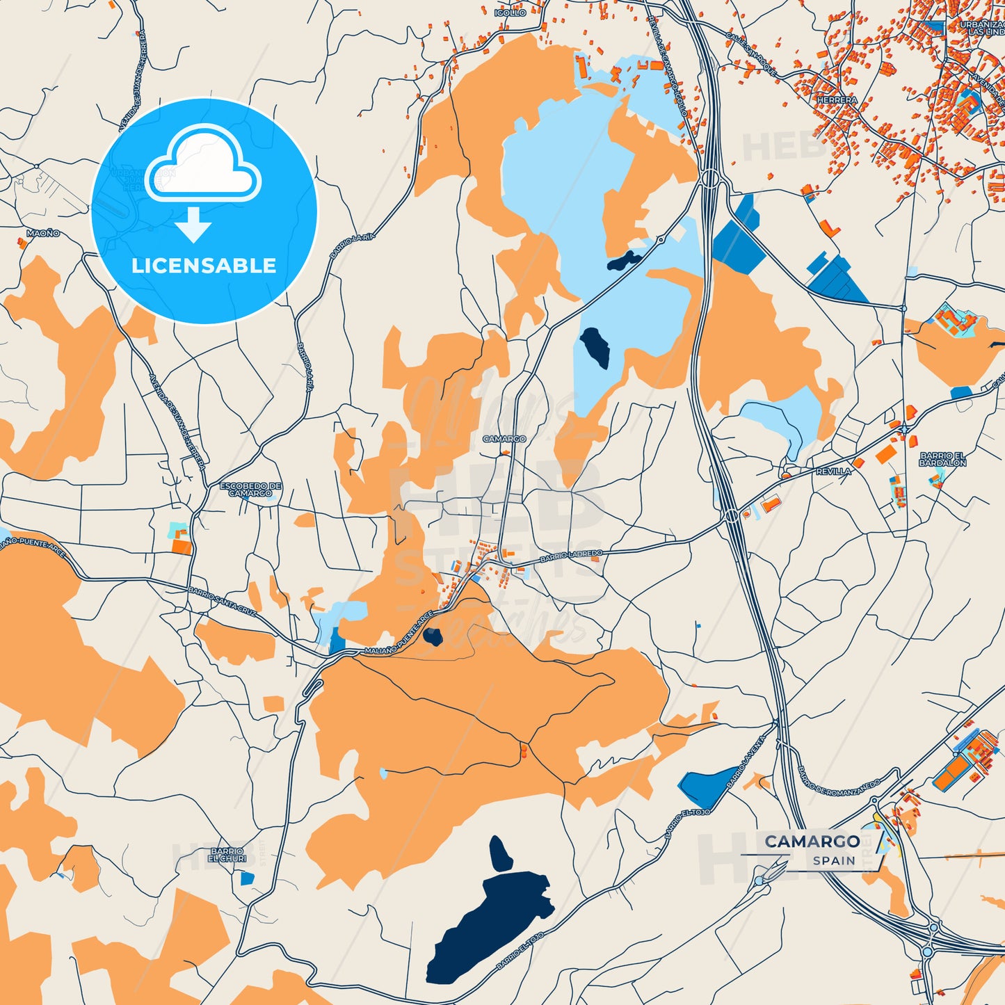 Canvas Print Template of Camargo Street Map