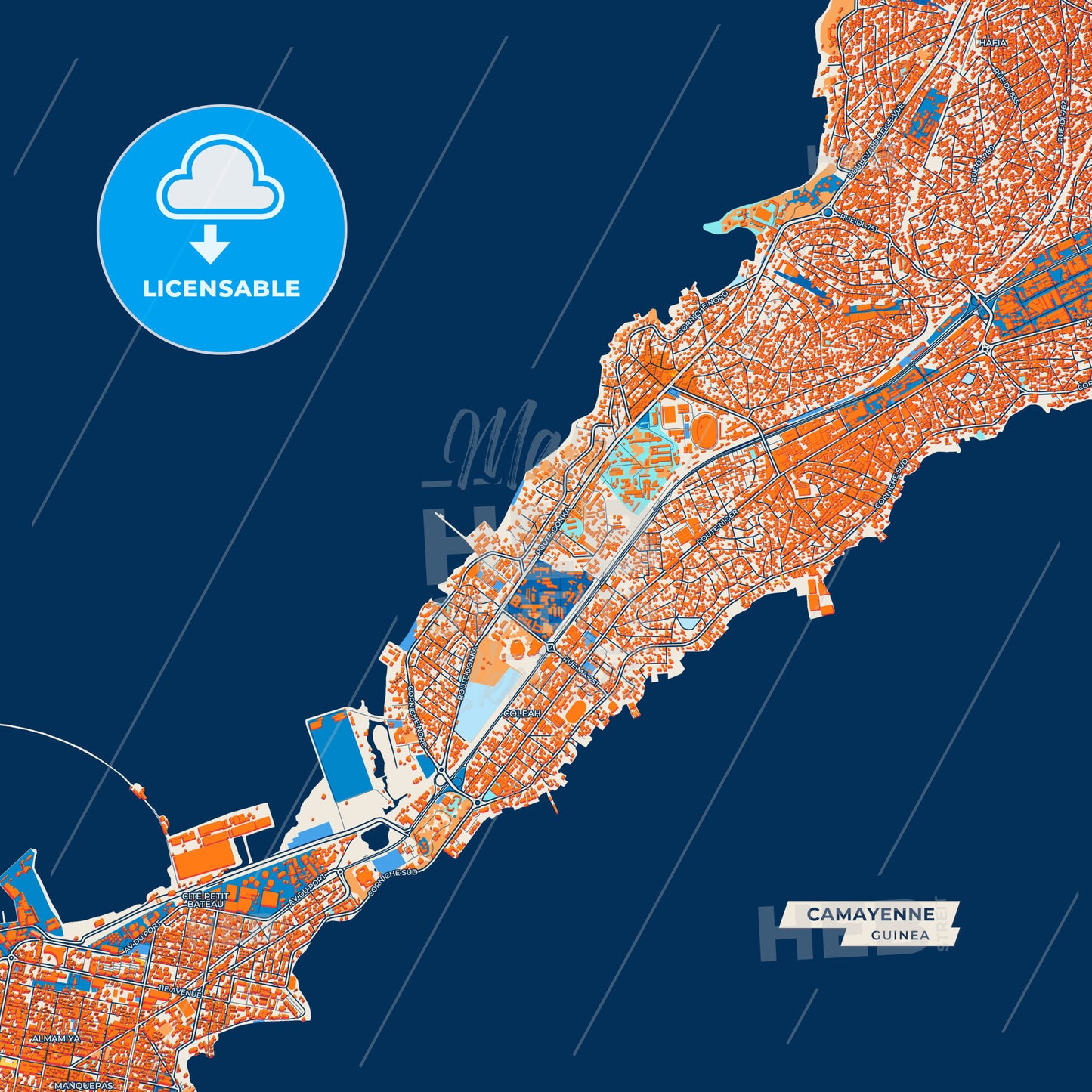 Canvas Print Template of Camayenne Street Map