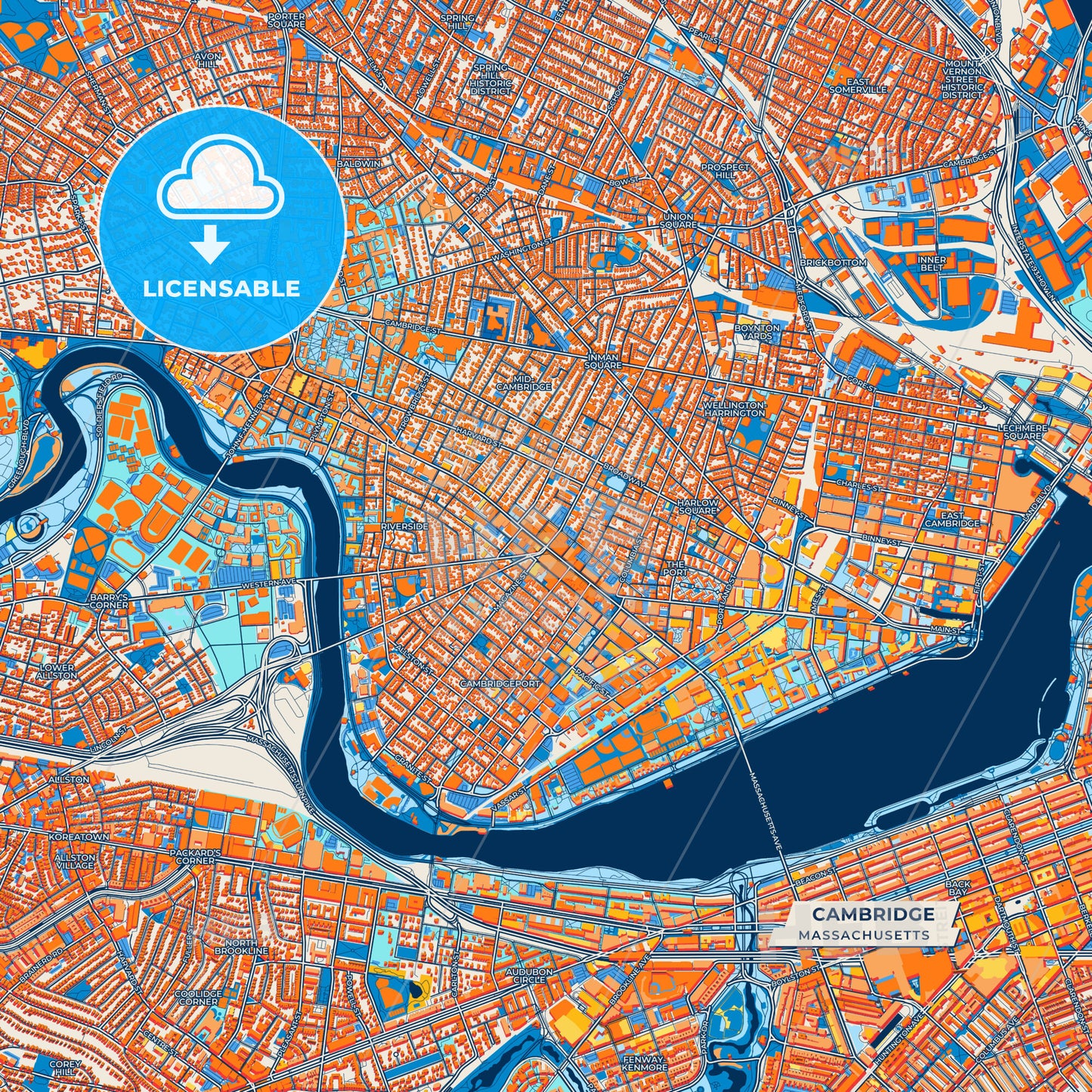 Canvas Print Template of Cambridge Street Map