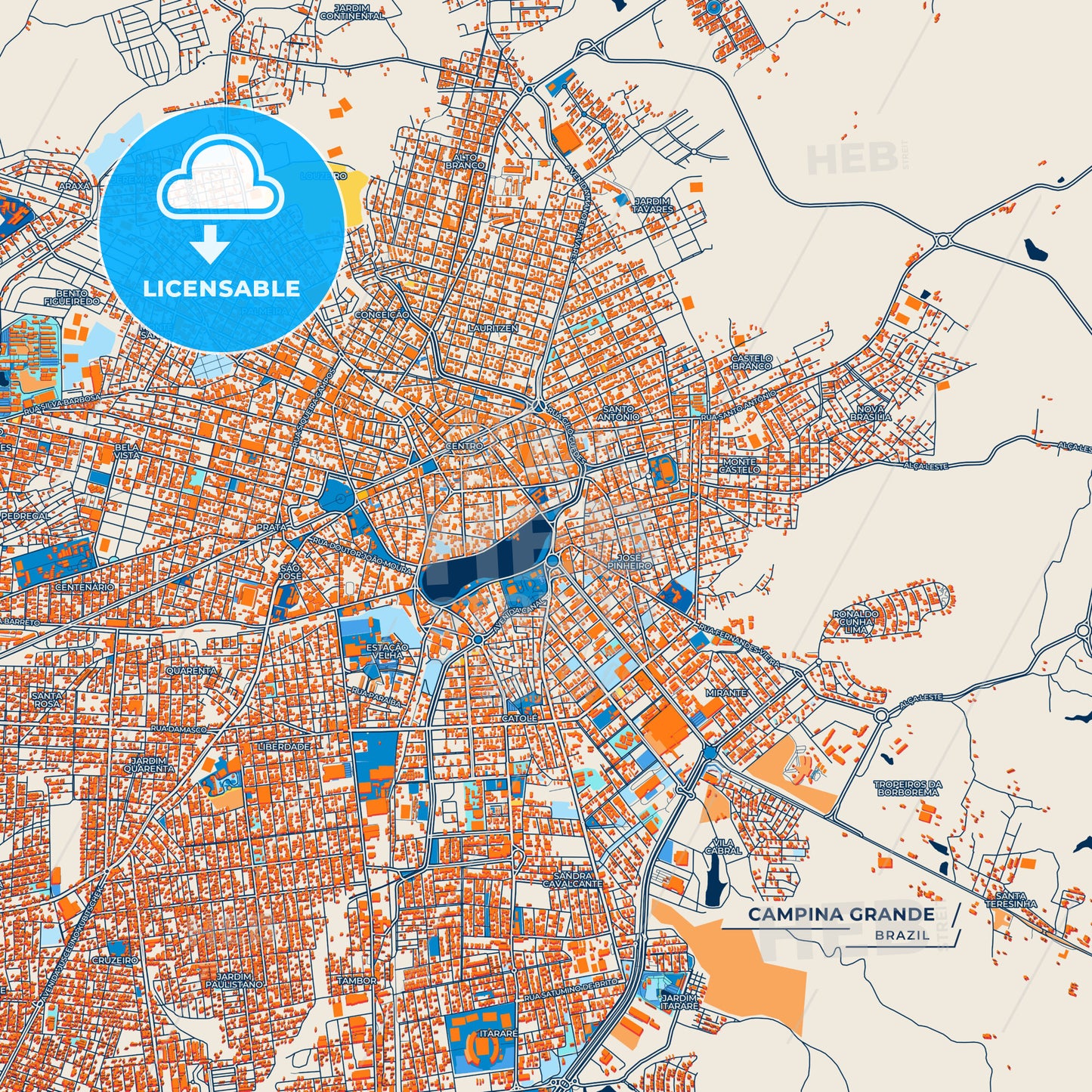 Canvas Print Template of Campina Grande Street Map