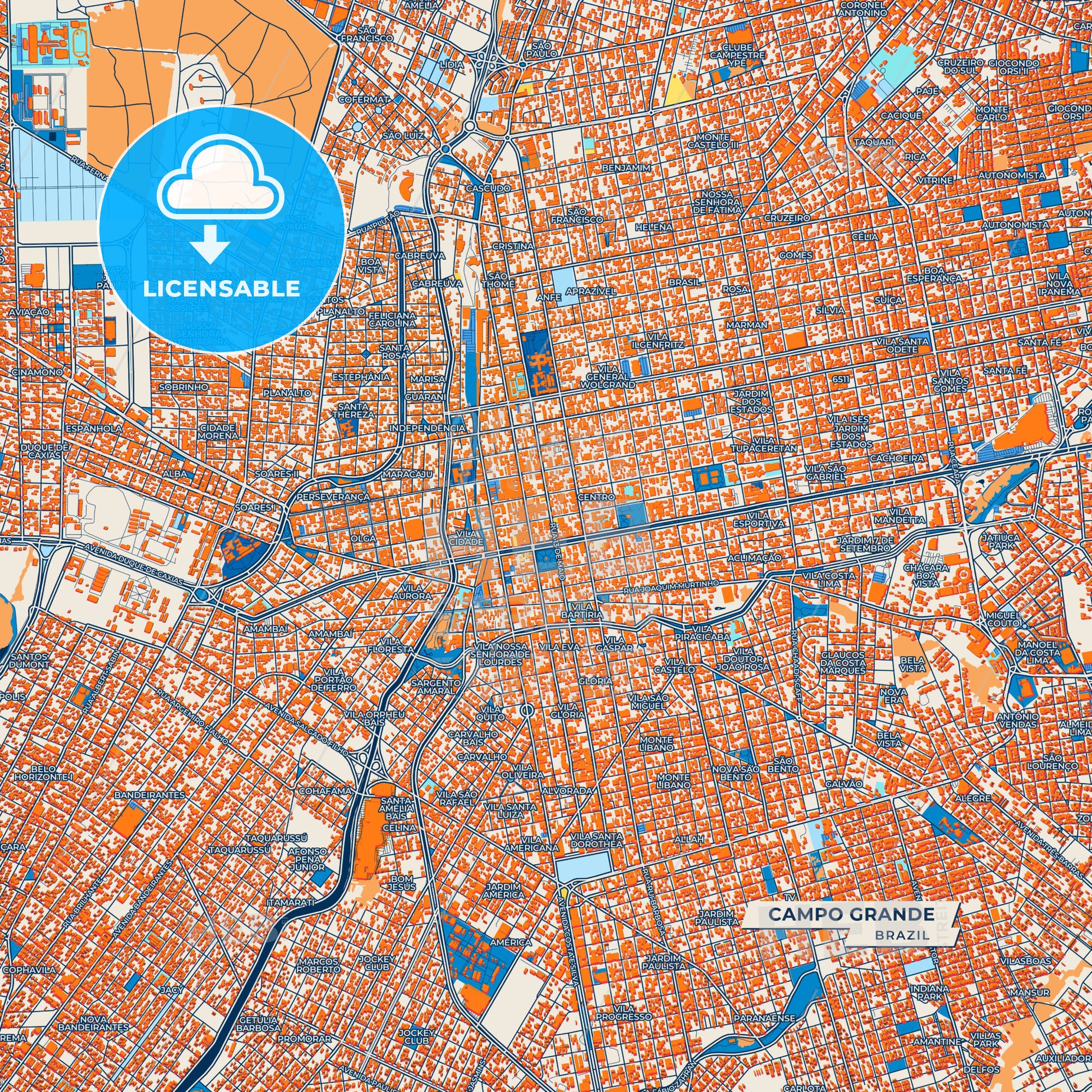 Canvas Print Template of Campo Grande Street Map