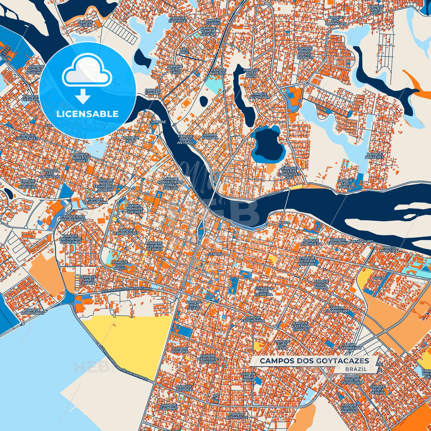 Canvas Print Template of Campos dos Goytacazes Street Map