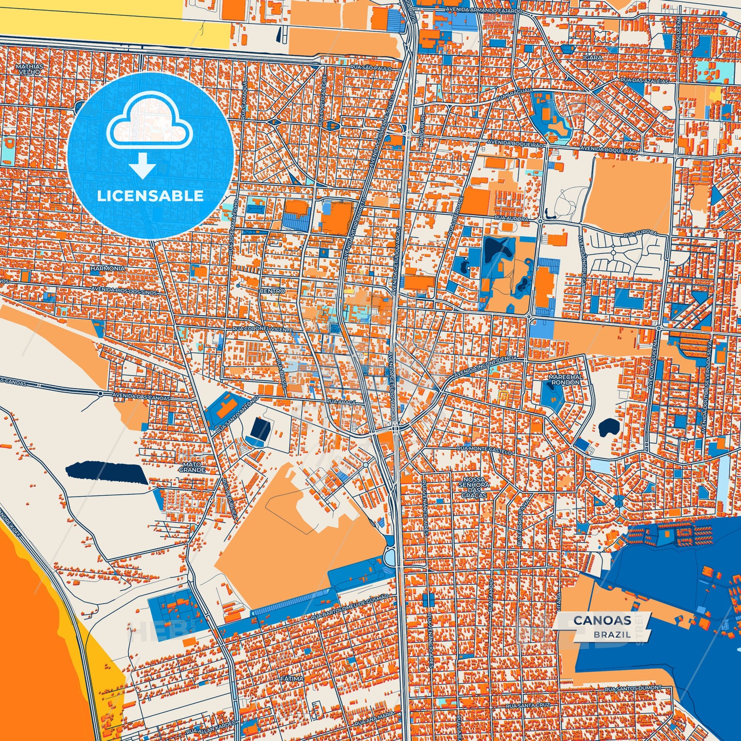 Canvas Print Template of Canoas Street Map
