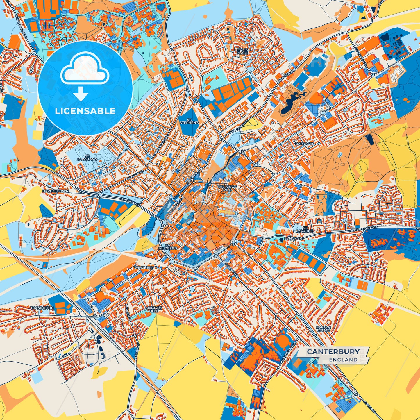 Canvas Print Template of Canterbury Street Map