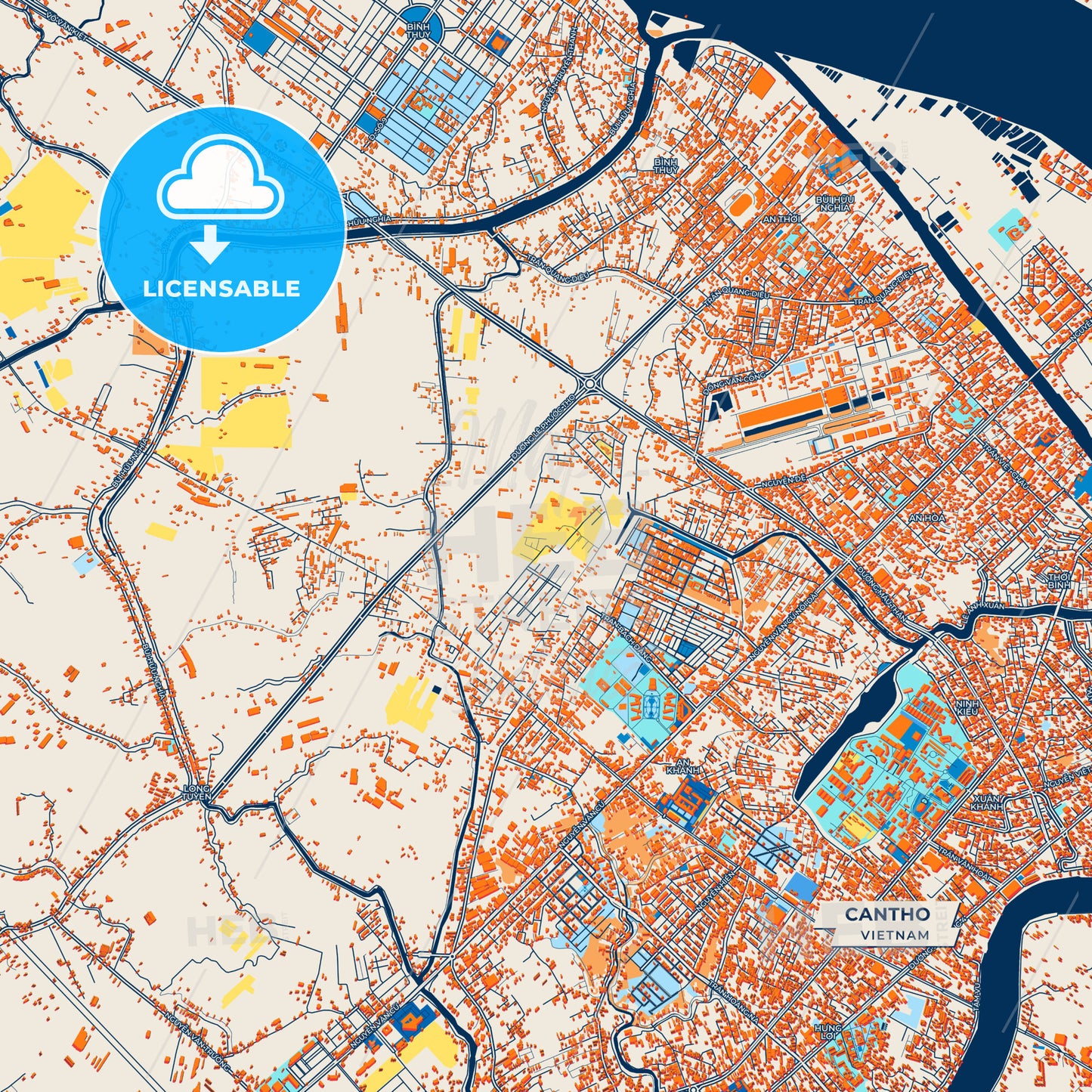 Canvas Print Template of Cantho Street Map