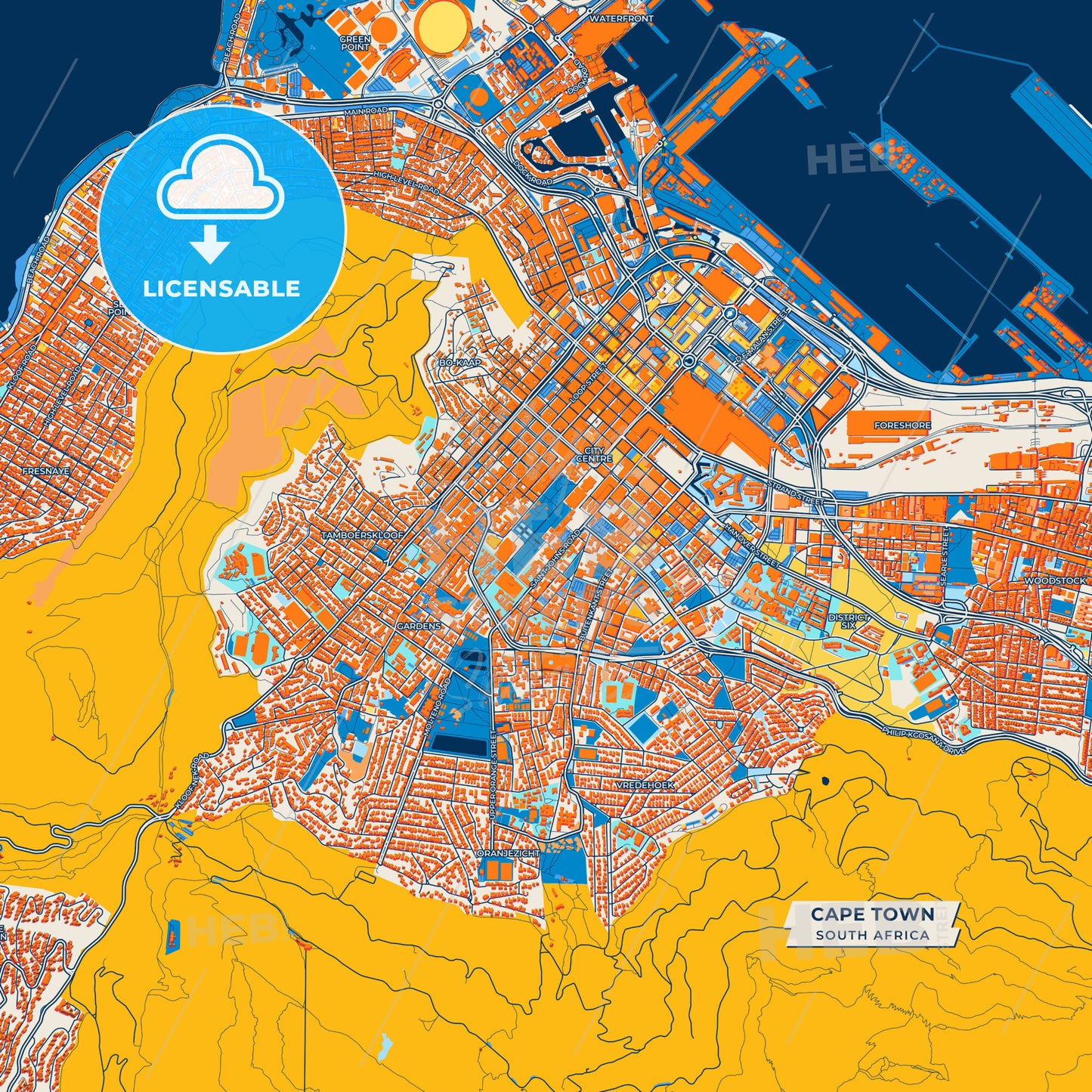 Canvas Print Template of Cape Town Street Map