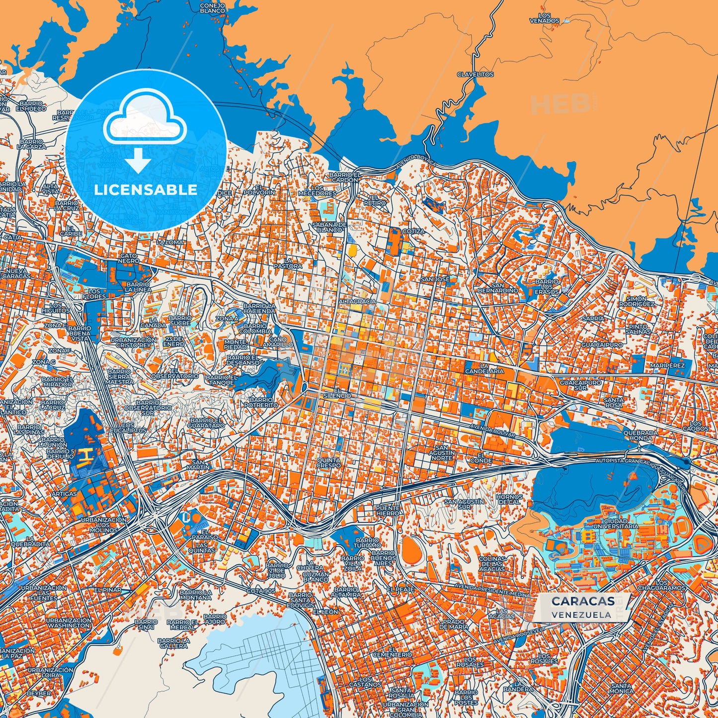 Canvas Print Template of Caracas Street Map