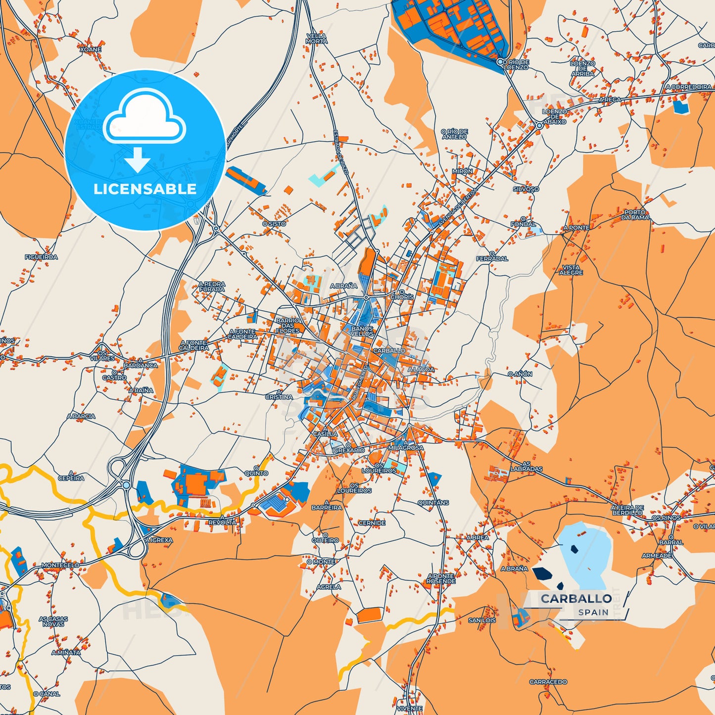 Canvas Print Template of Carballo Street Map