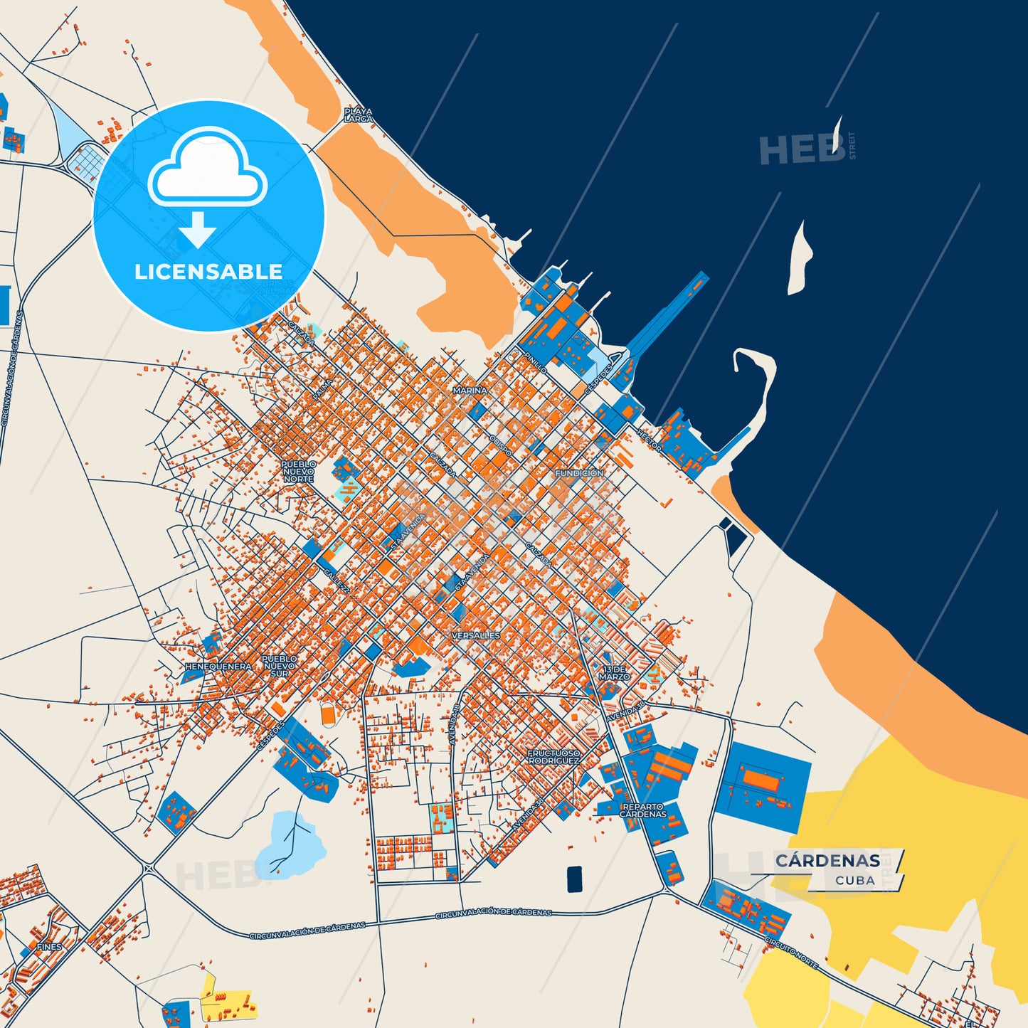 Canvas Print Template of Cárdenas Street Map