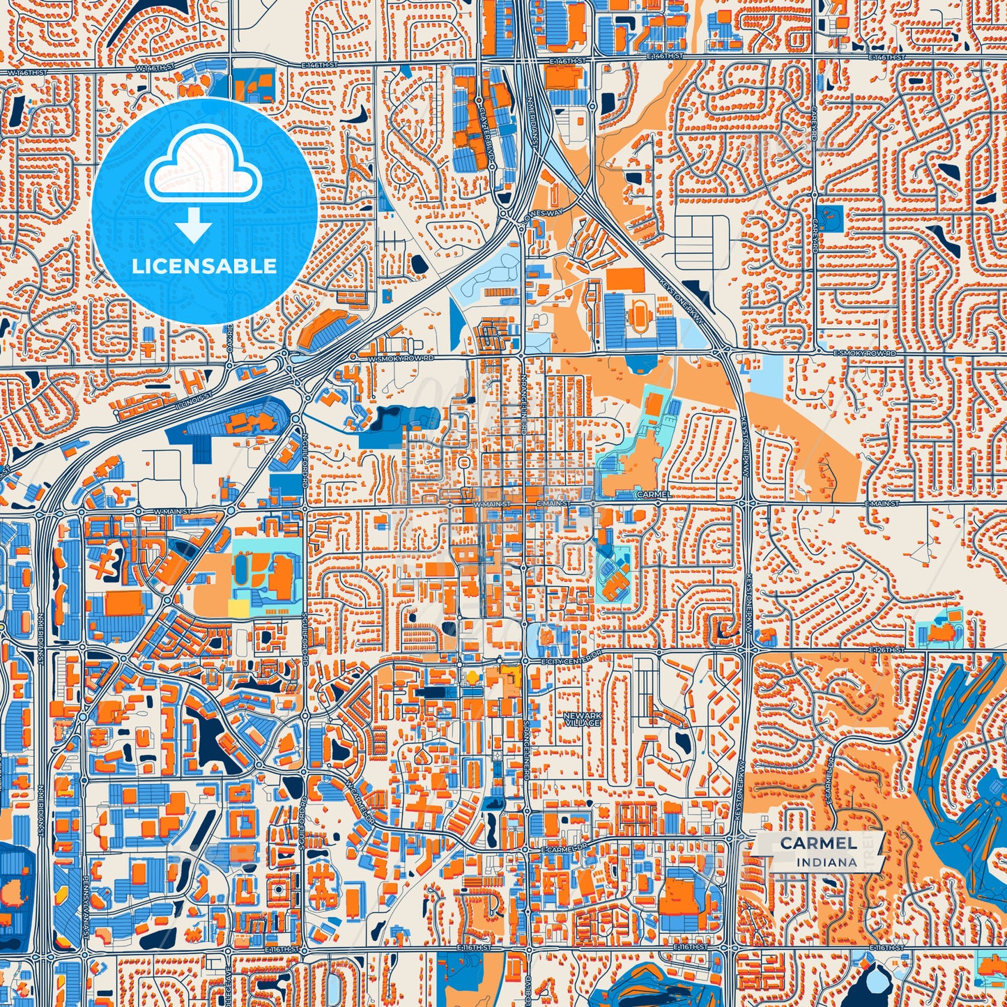 Canvas Print Template of Carmel Street Map