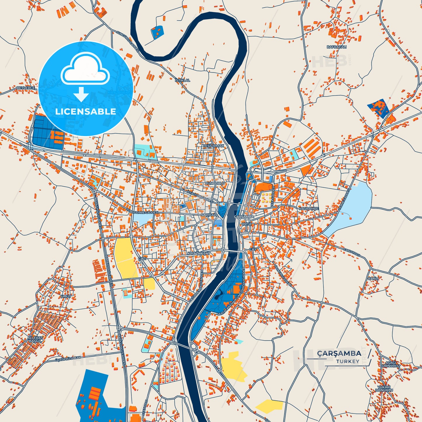 Canvas Print Template of Çarşamba Street Map