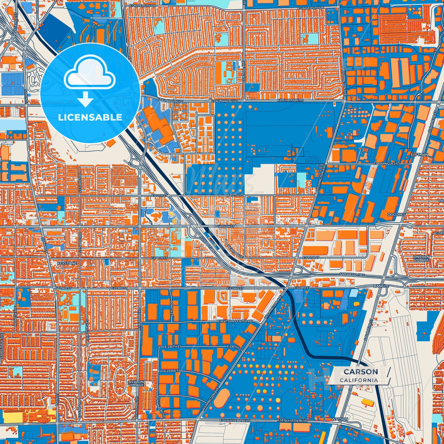 Canvas Print Template of Carson Street Map