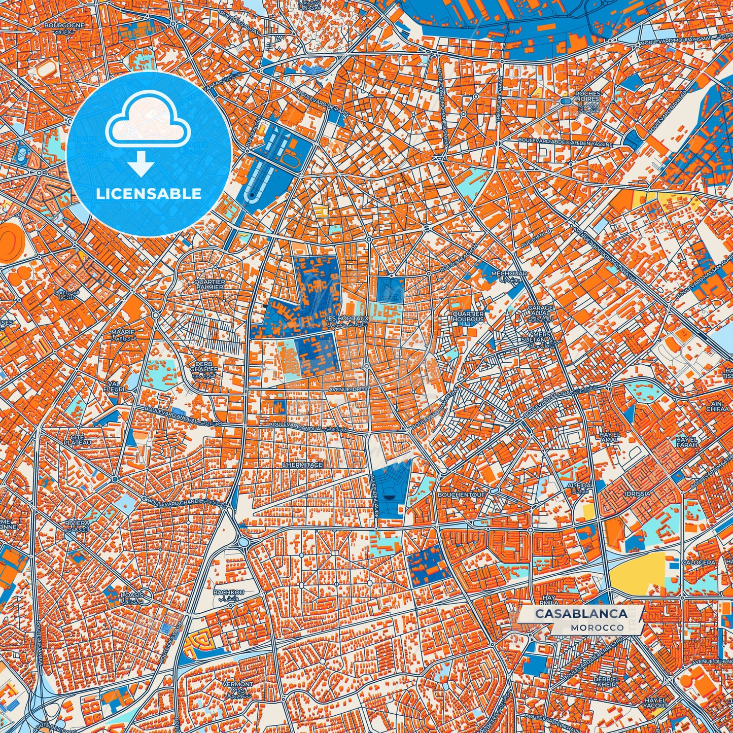 Canvas Print Template of Casablanca Street Map