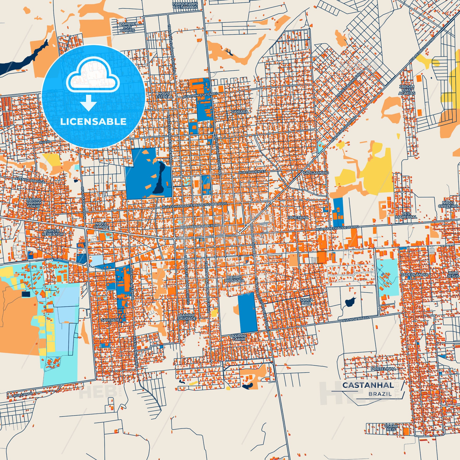 Canvas Print Template of Castanhal Street Map