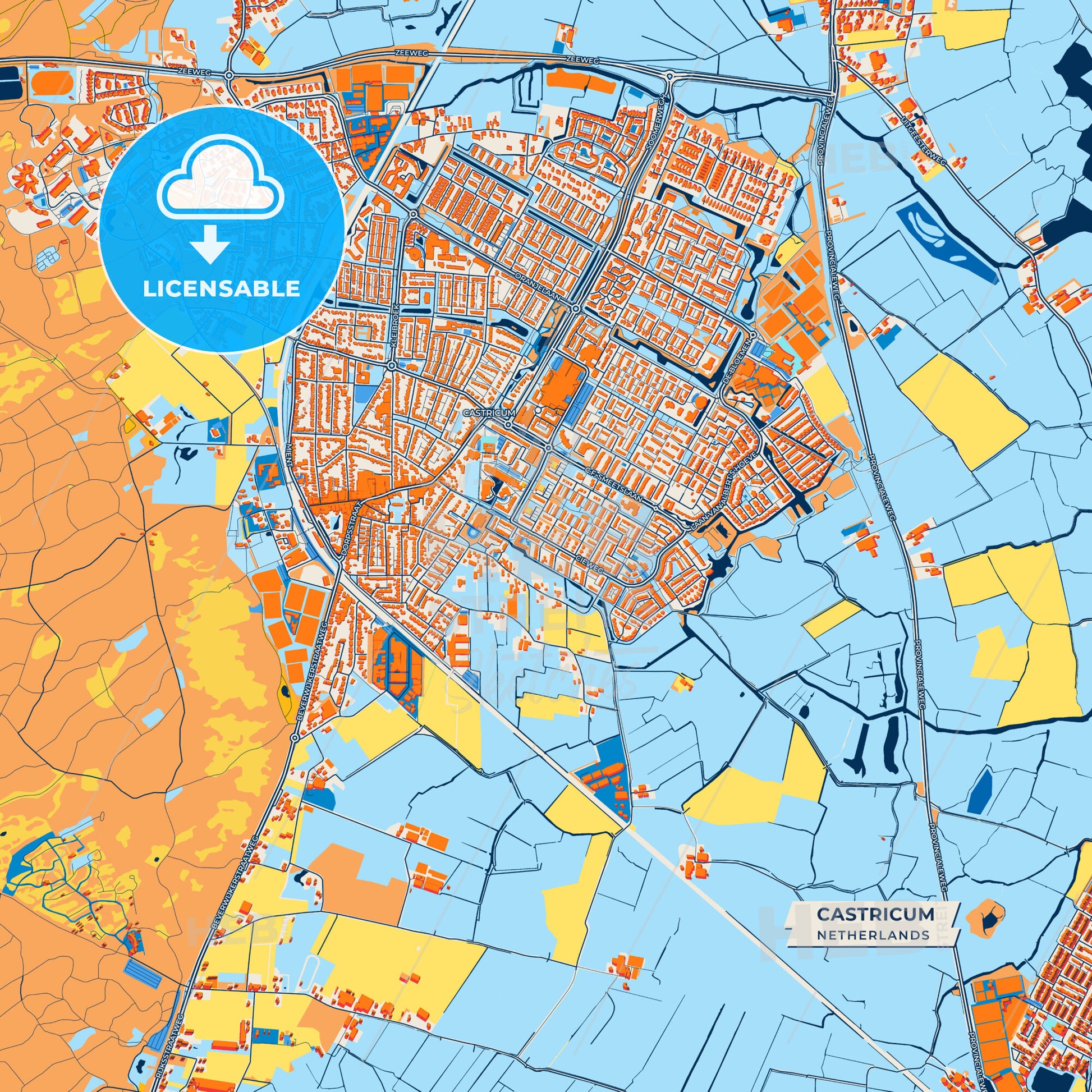 Canvas Print Template of Castricum Street Map