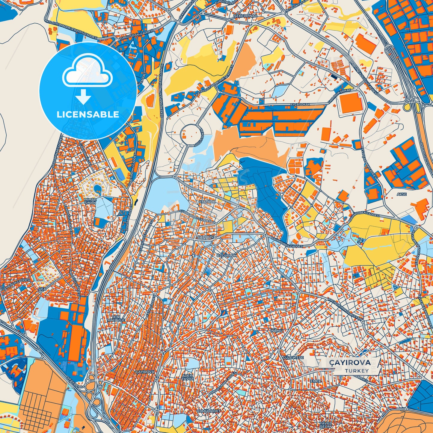 Canvas Print Template of Çayırova Street Map