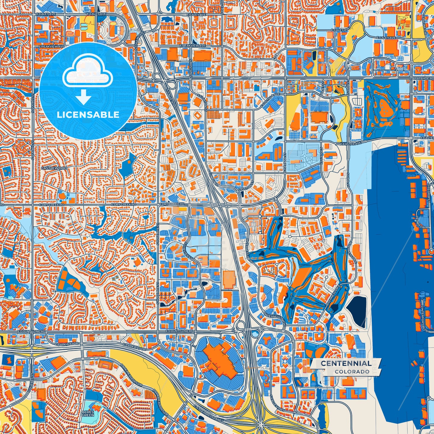 Canvas Print Template of Centennial Street Map