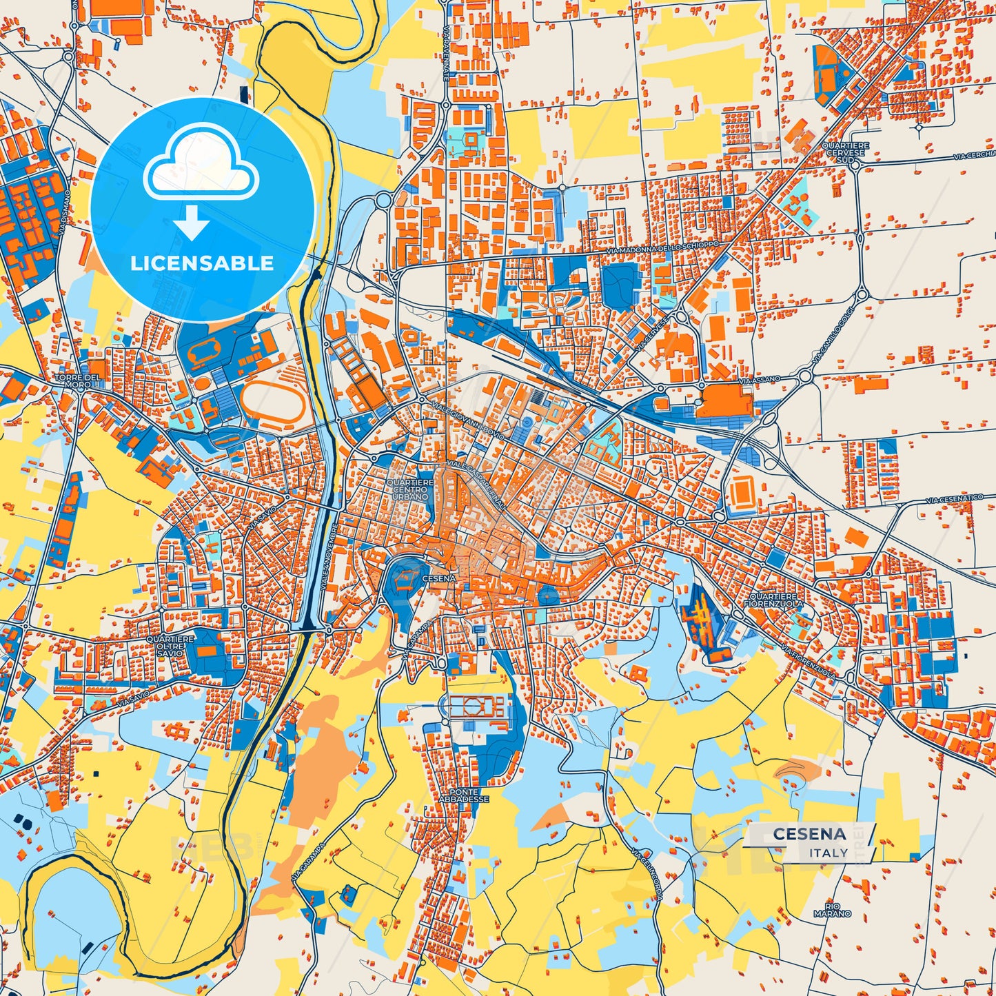 Canvas Print Template of Cesena Street Map