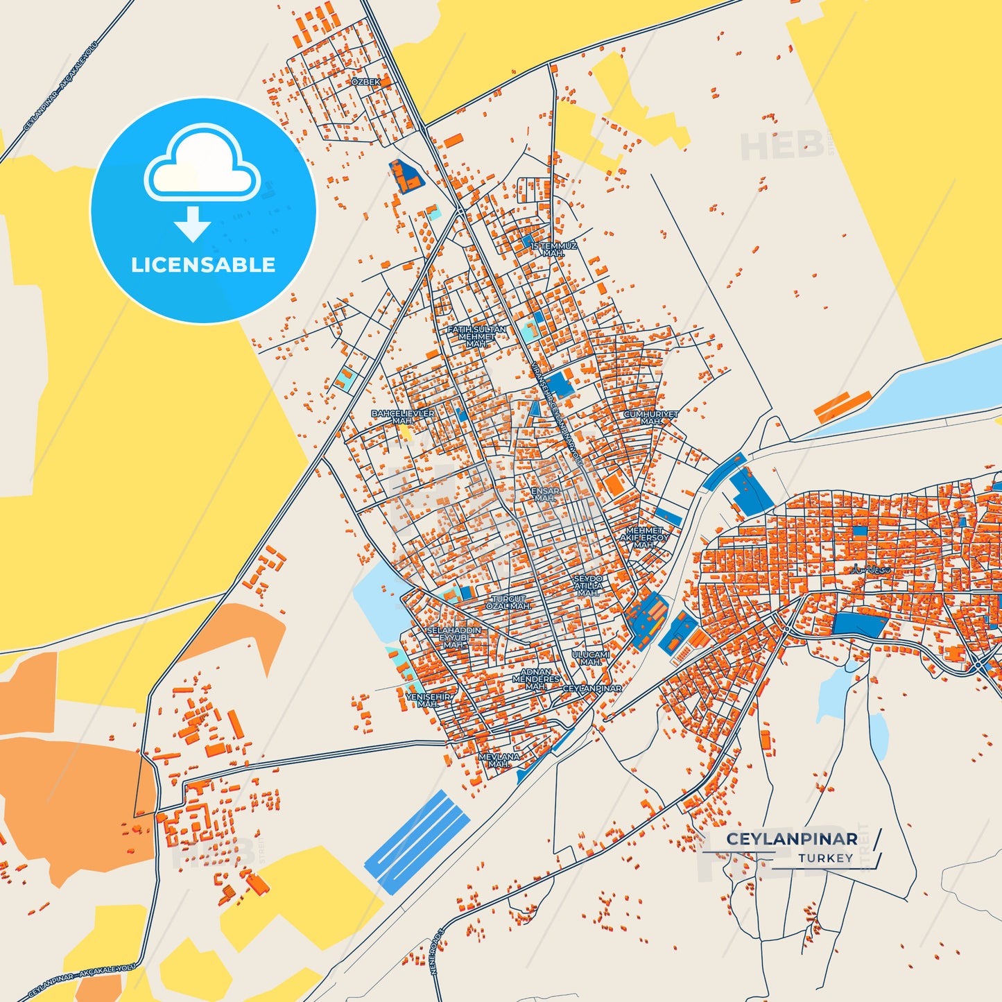Canvas Print Template of Ceylanpınar Street Map