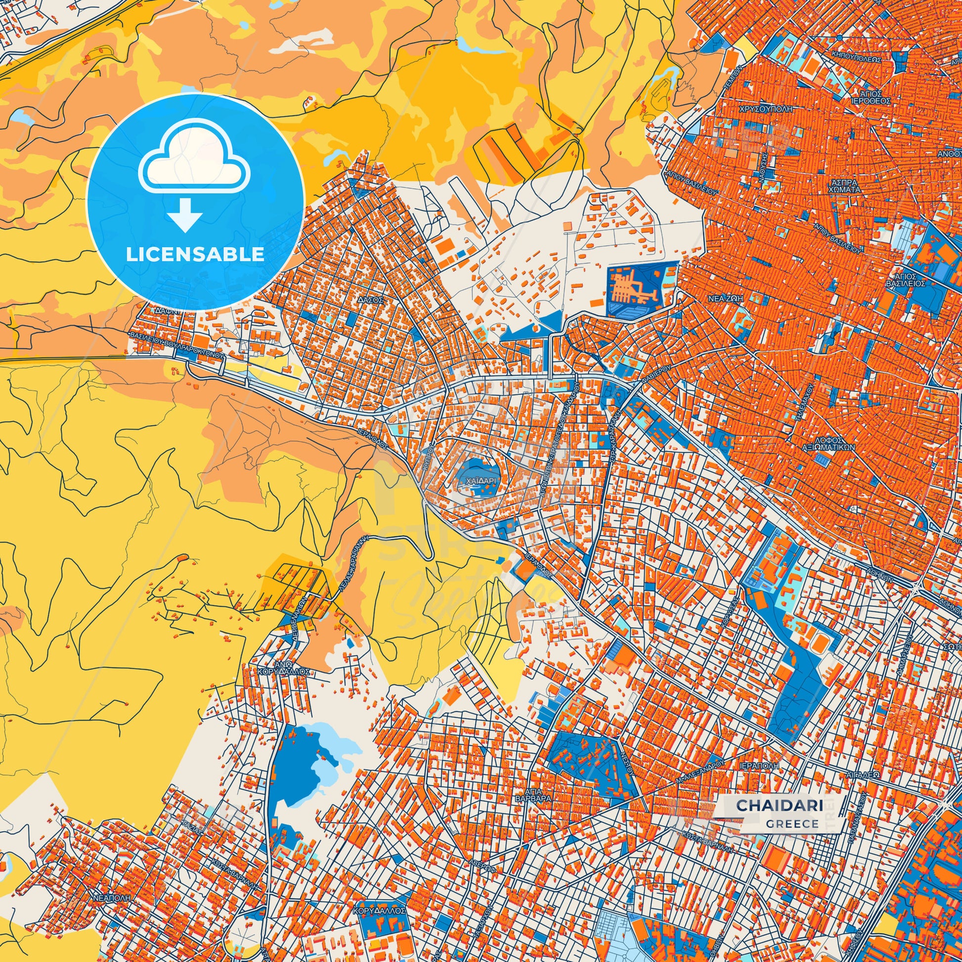 Canvas Print Template of Chaidari Street Map