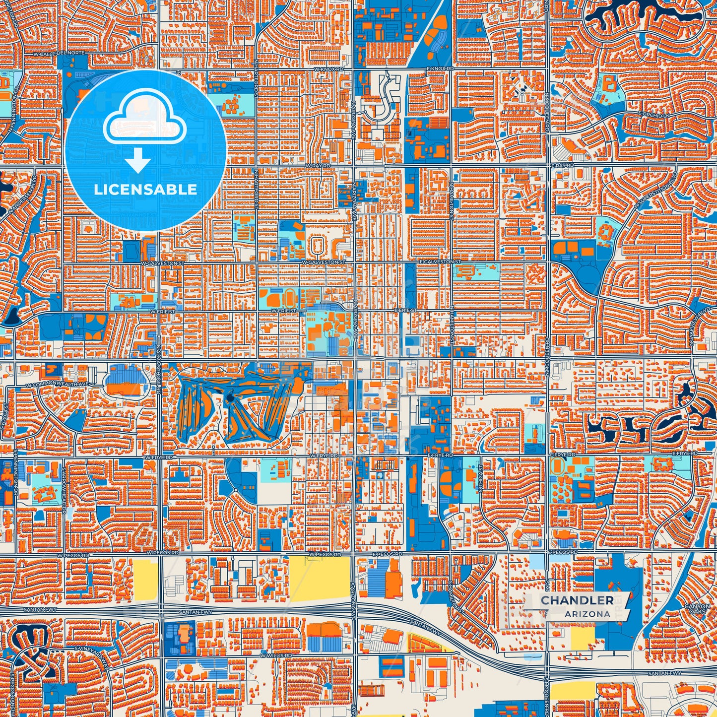 Canvas Print Template of Chandler Street Map