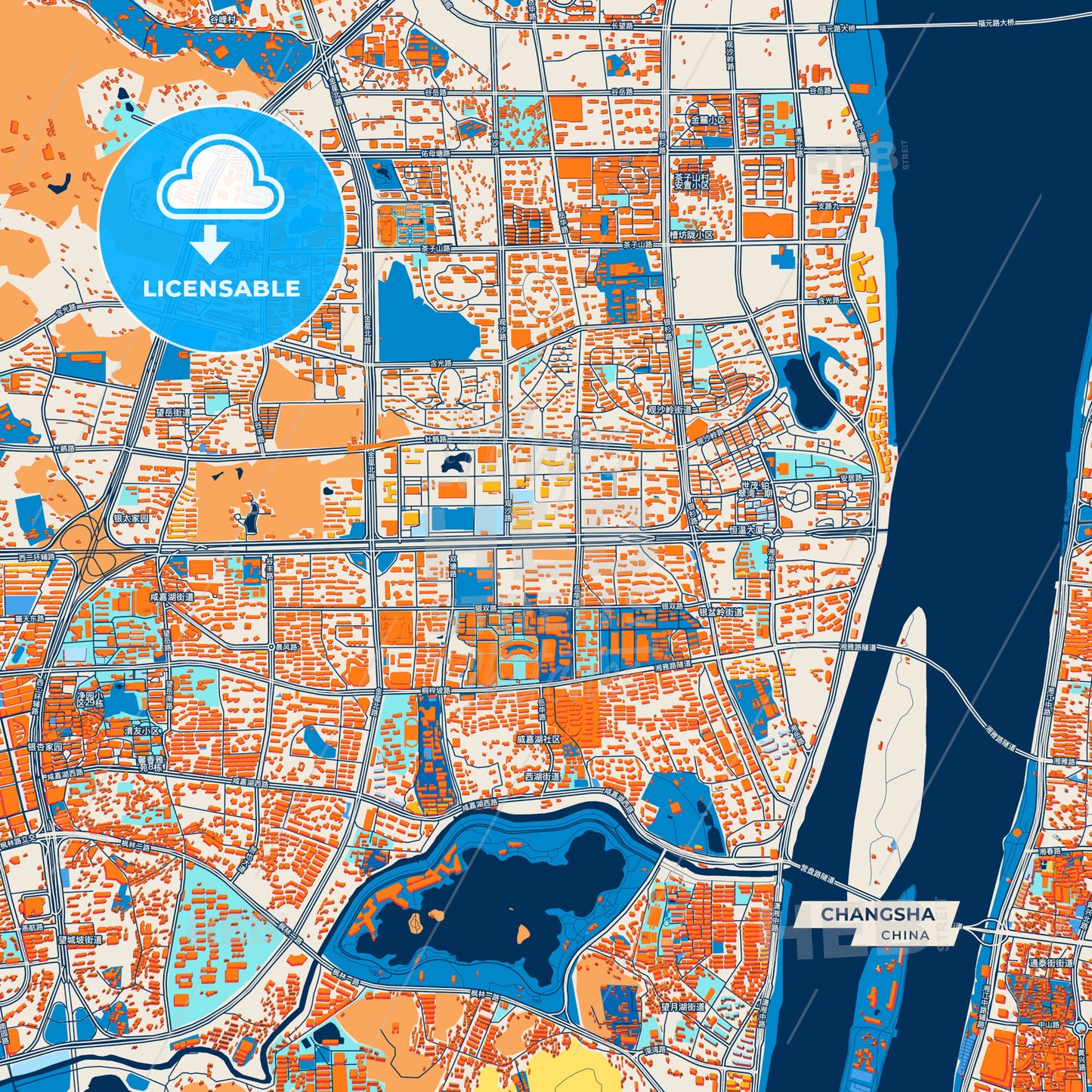 Canvas Print Template of Changsha Street Map