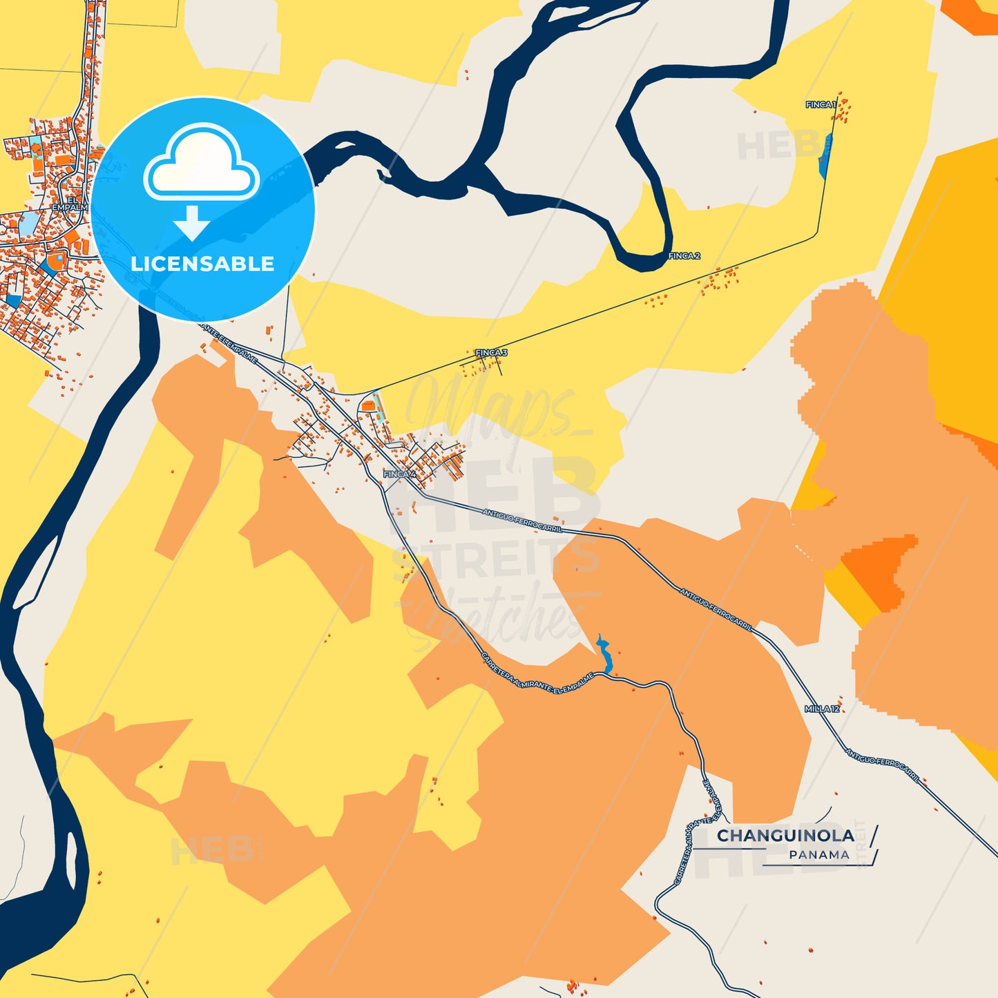 Canvas Print Template of Changuinola Street Map
