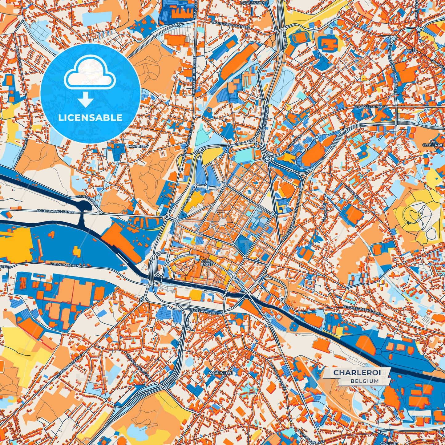 Canvas Print Template of Charleroi Street Map