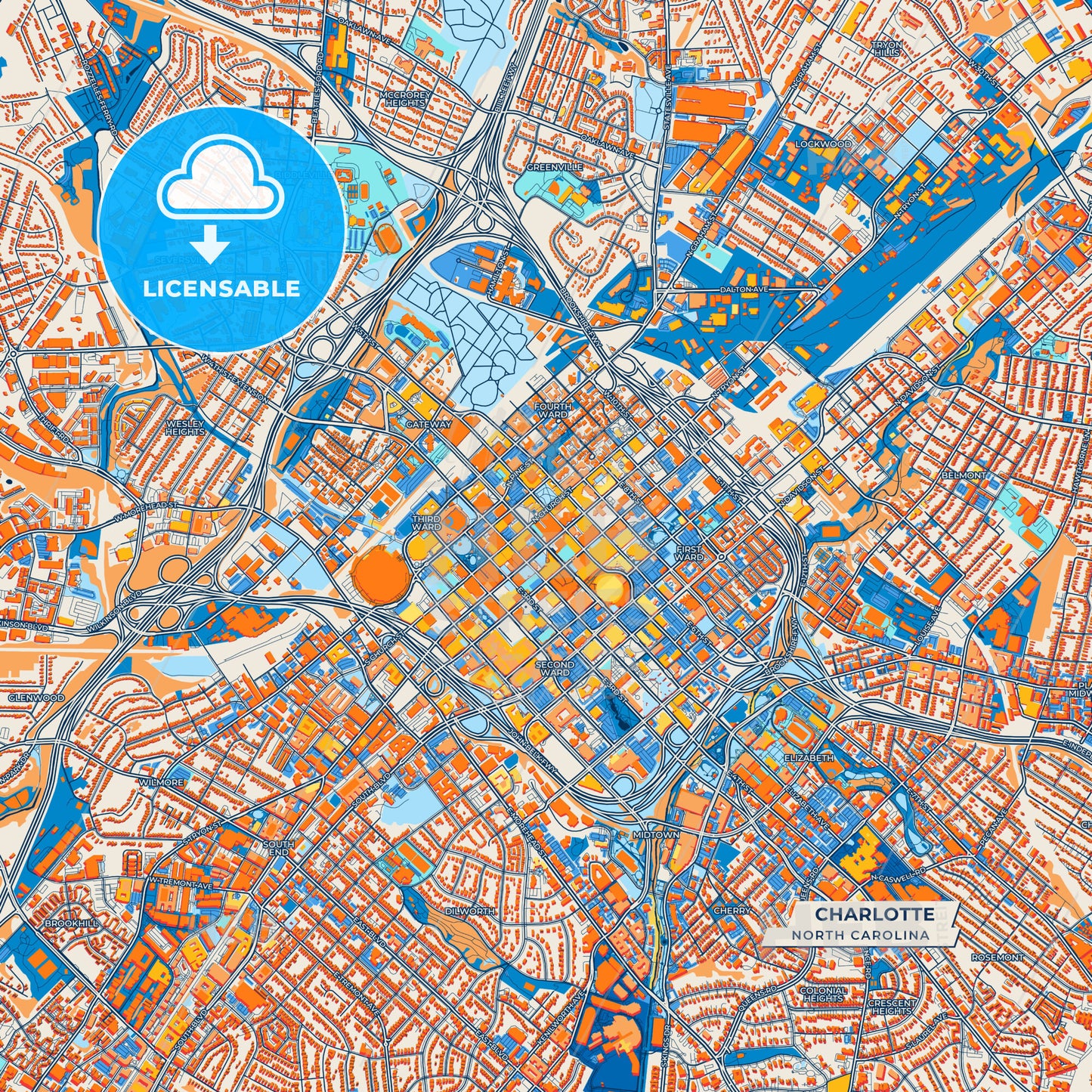 Canvas Print Template of Charlotte Street Map