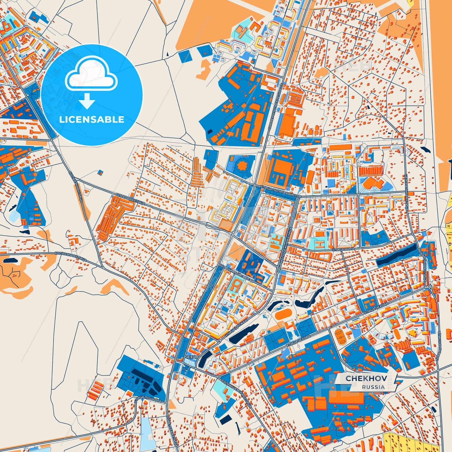 Canvas Print Template of Chekhov Street Map