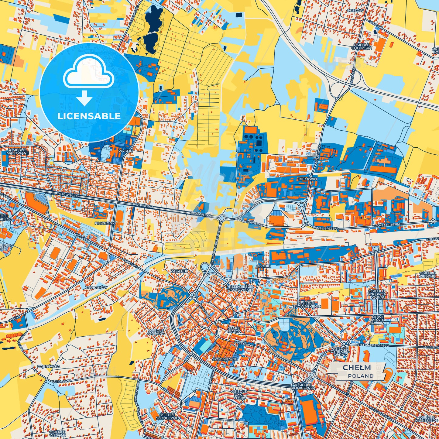 Canvas Print Template of Chełm Street Map