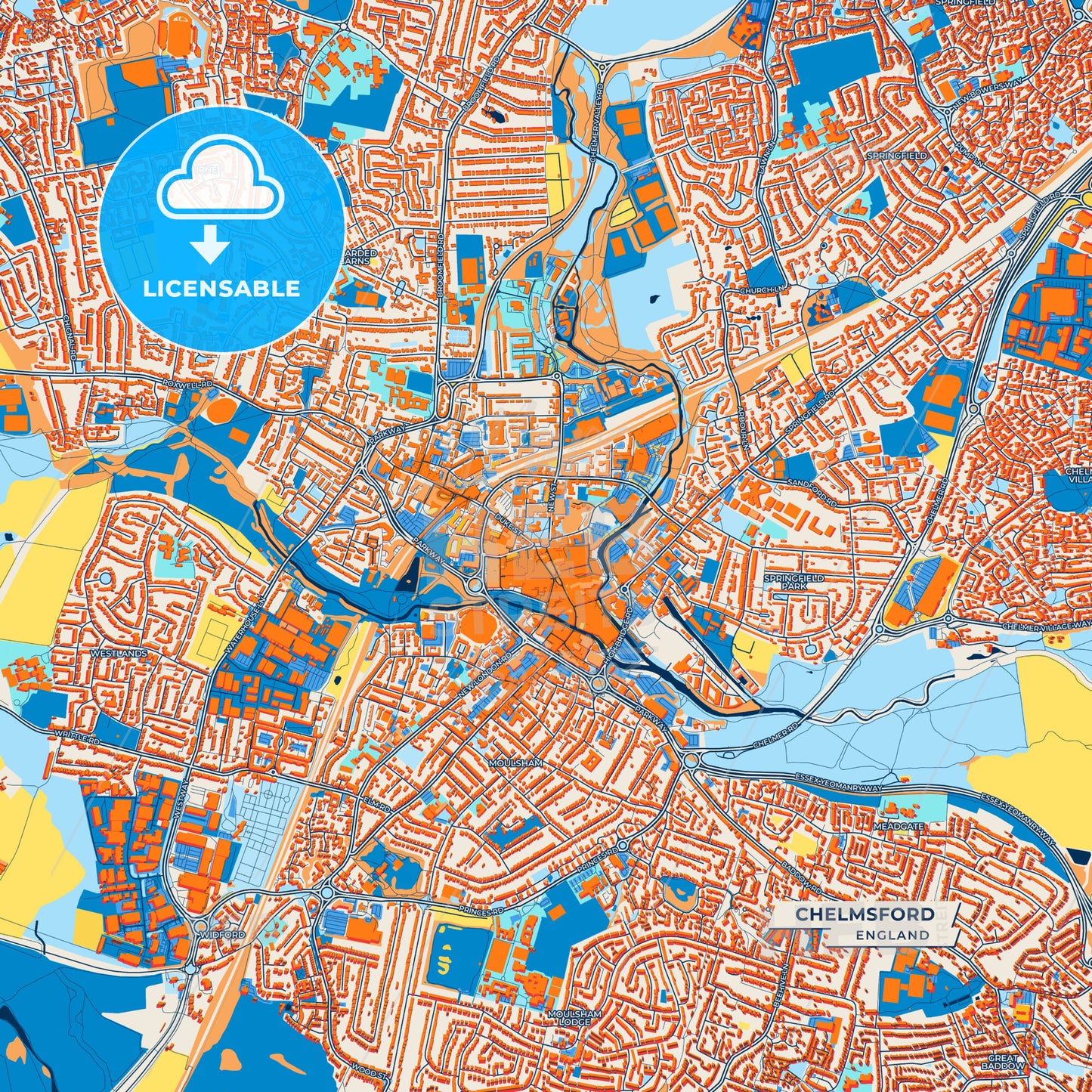 Canvas Print Template of Chelmsford Street Map