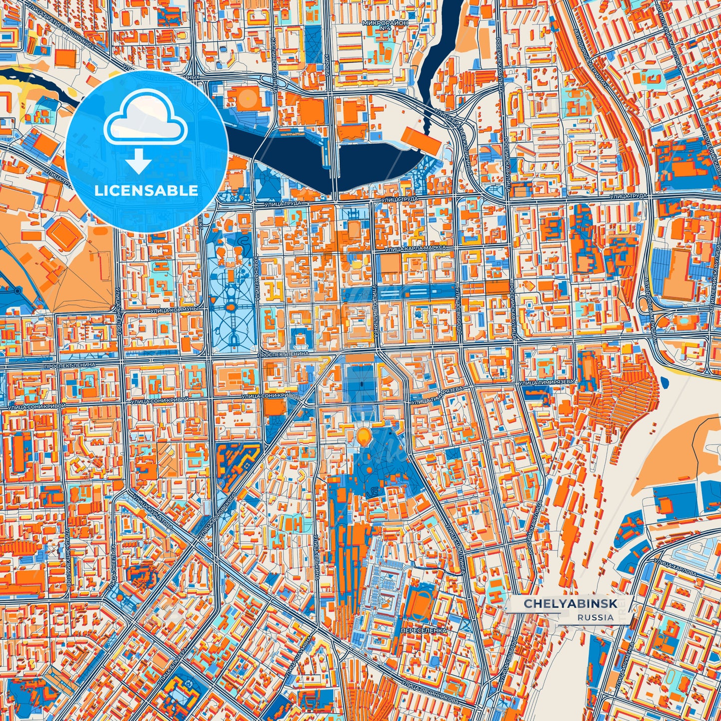 Canvas Print Template of Chelyabinsk Street Map