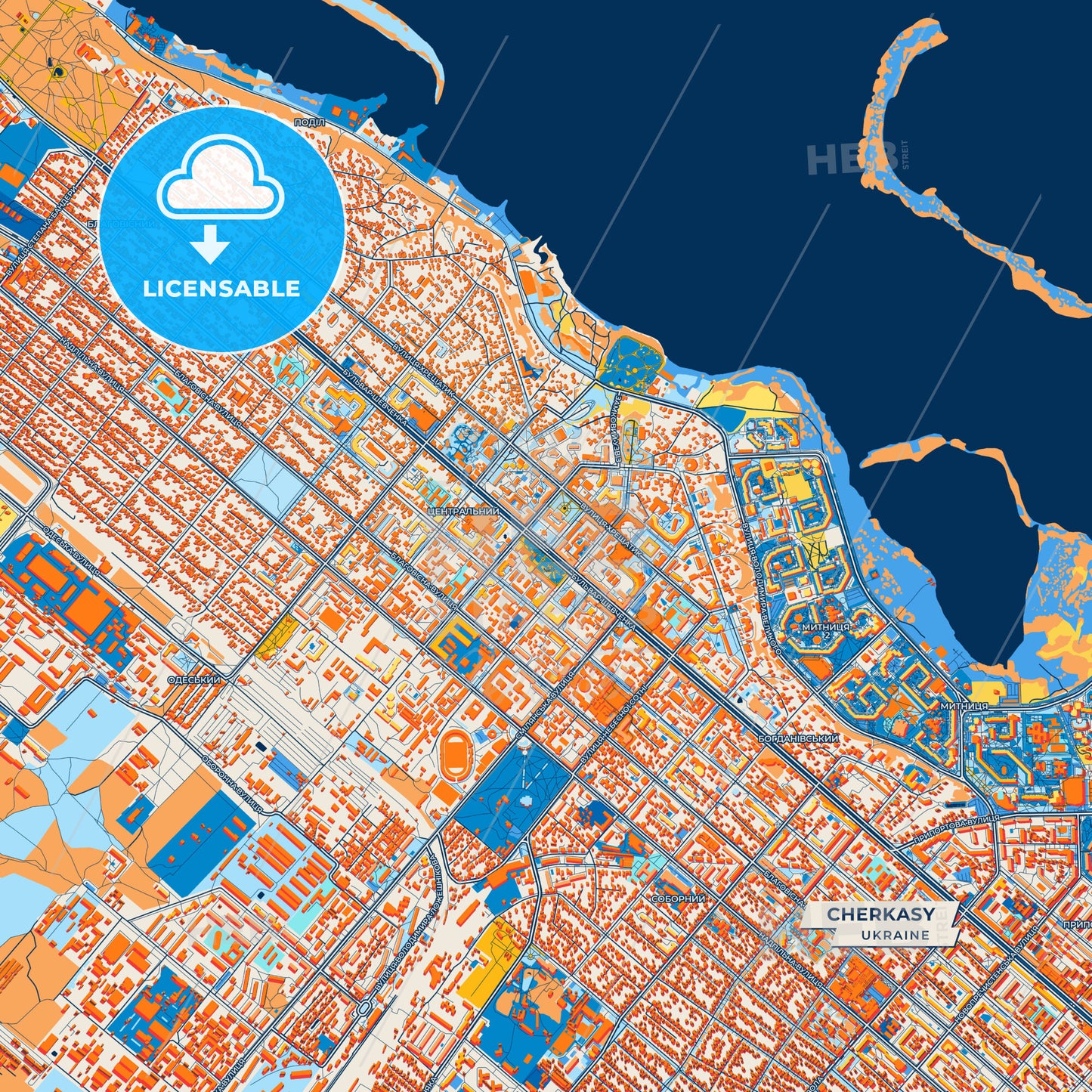 Canvas Print Template of Cherkasy Street Map