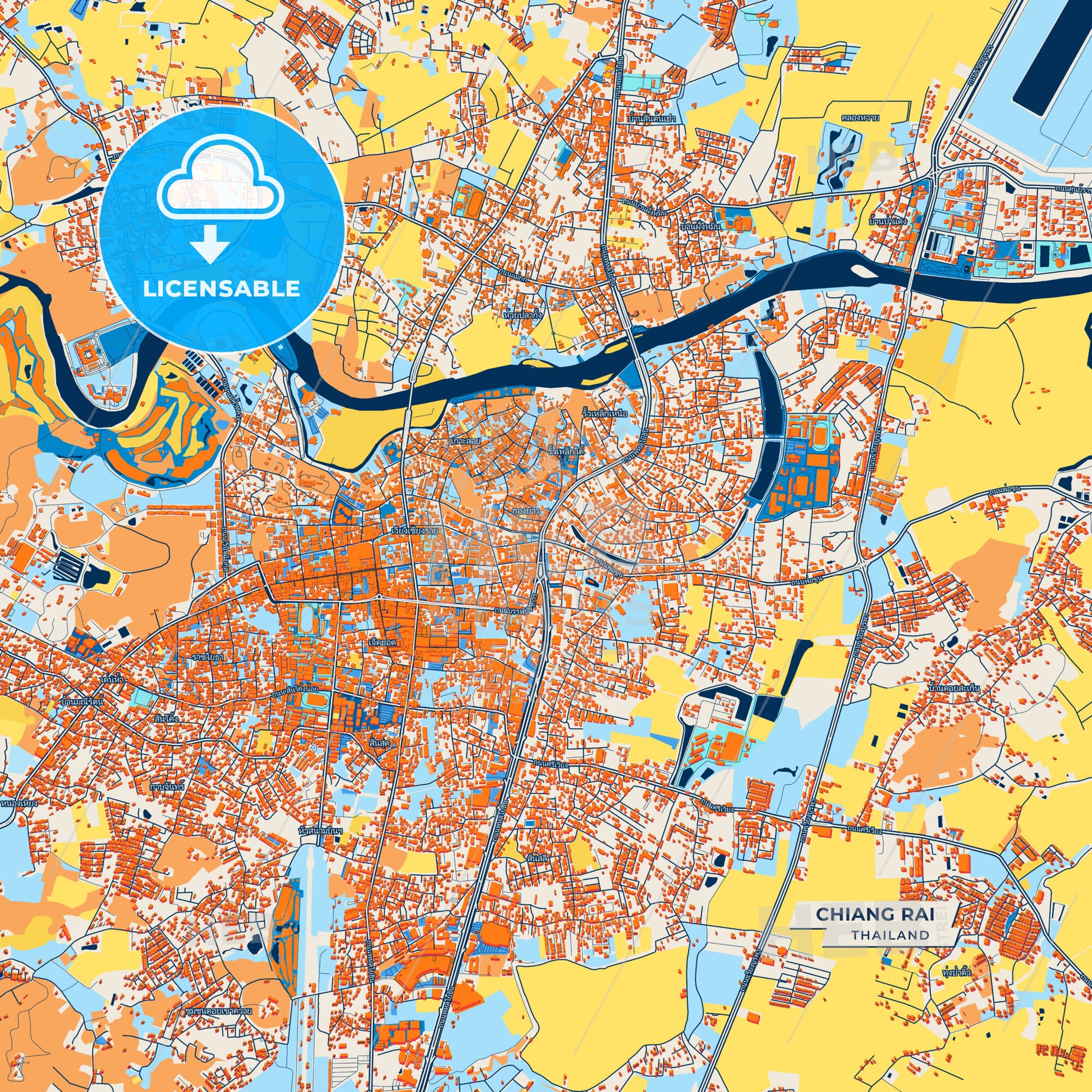 Canvas Print Template of Chiang Rai Street Map