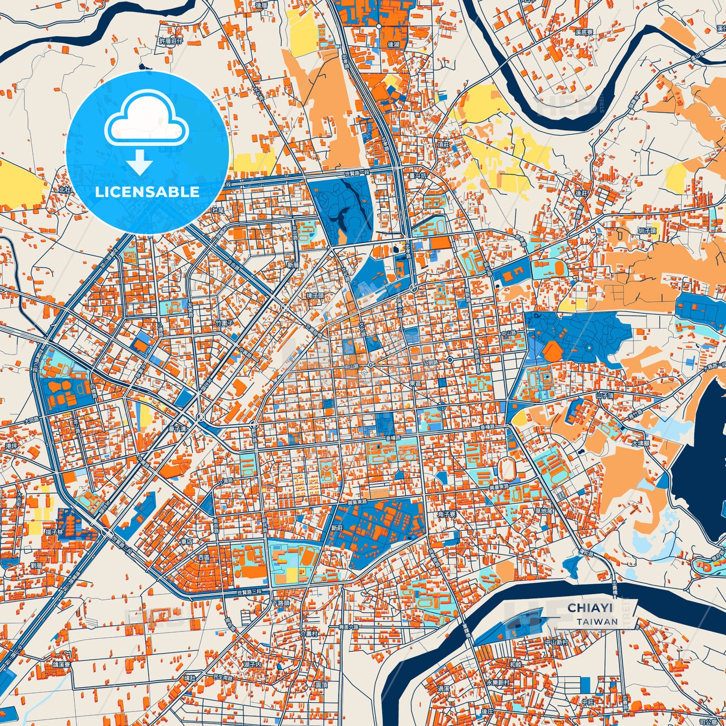Canvas Print Template of Chiayi Street Map