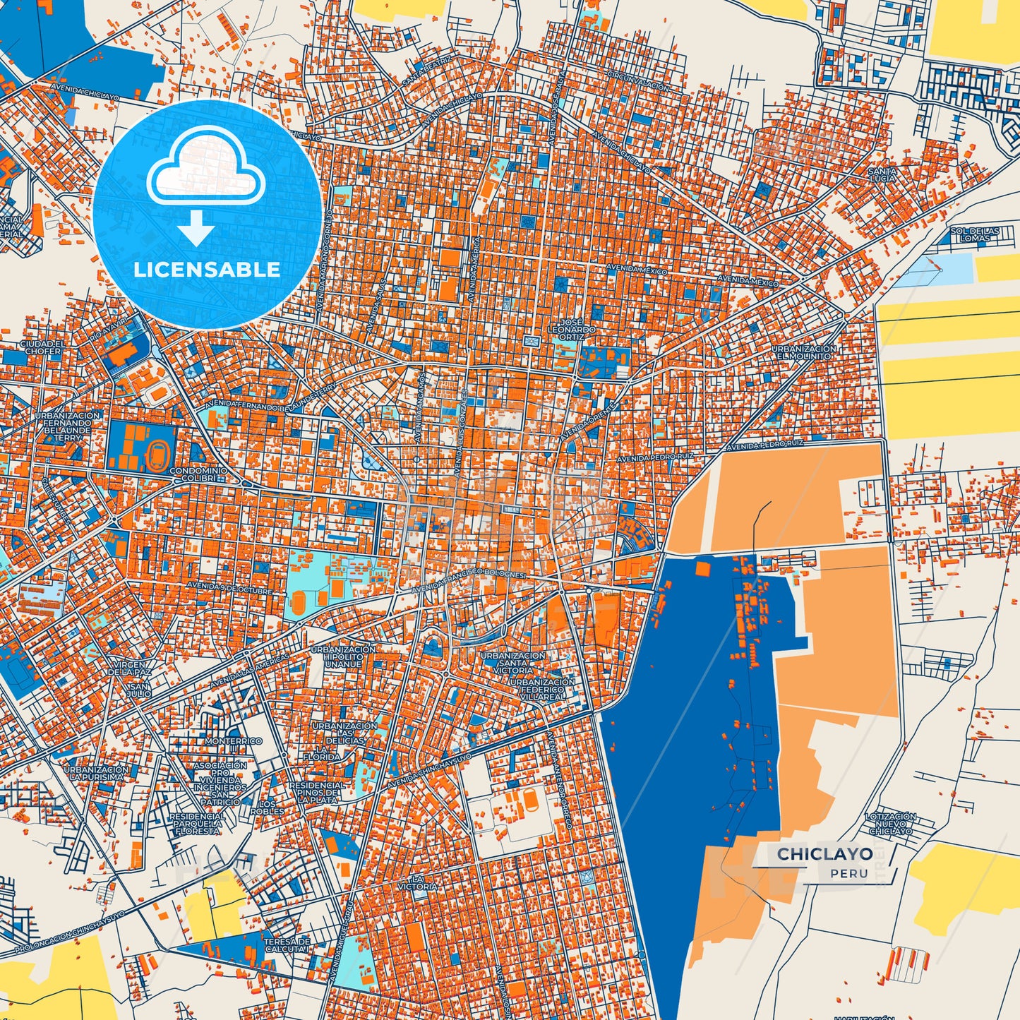 Canvas Print Template of Chiclayo Street Map