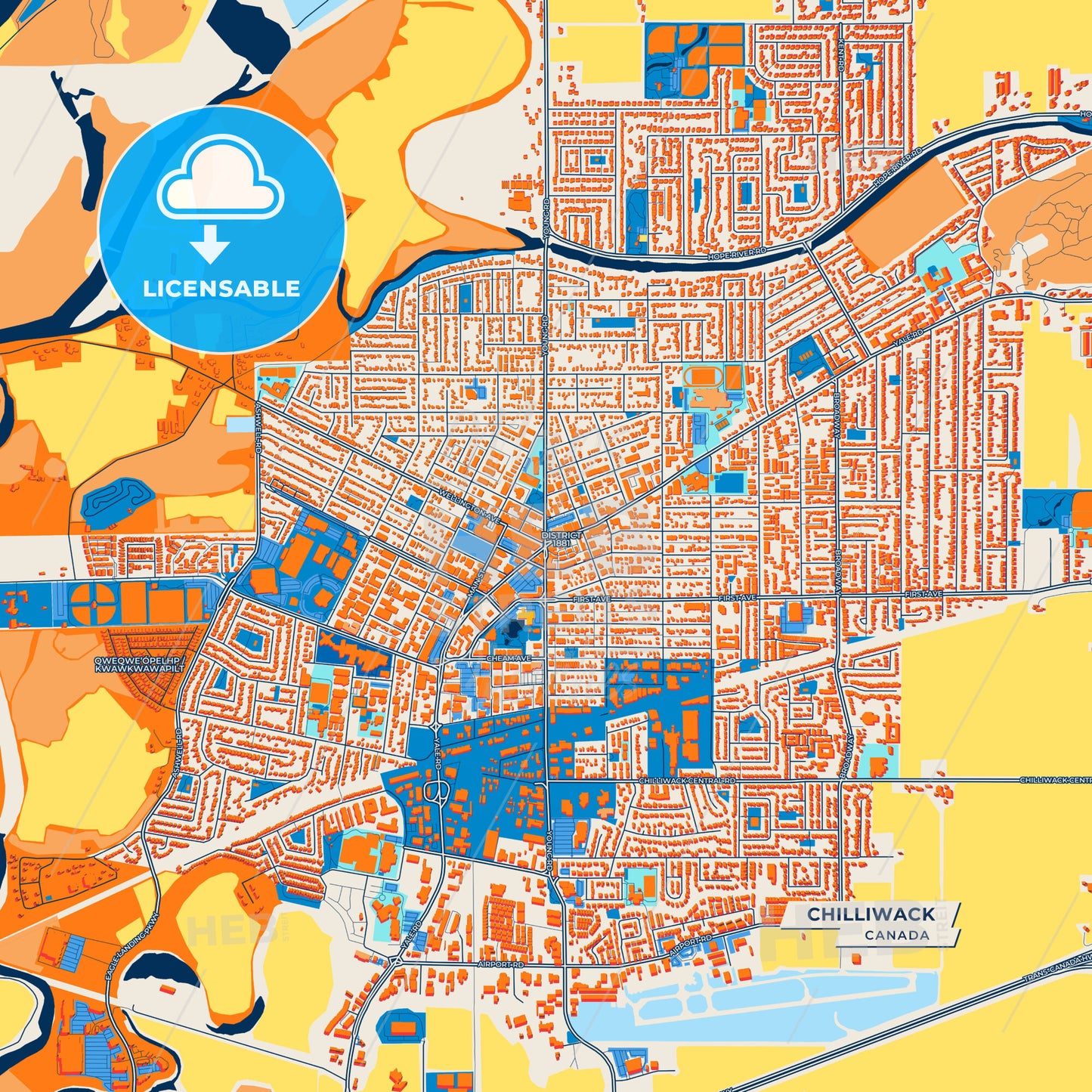 Canvas Print Template of Chilliwack Street Map