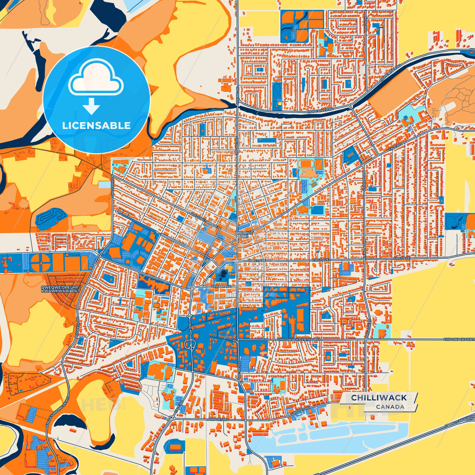 Canvas Print Template of Chilliwack Street Map