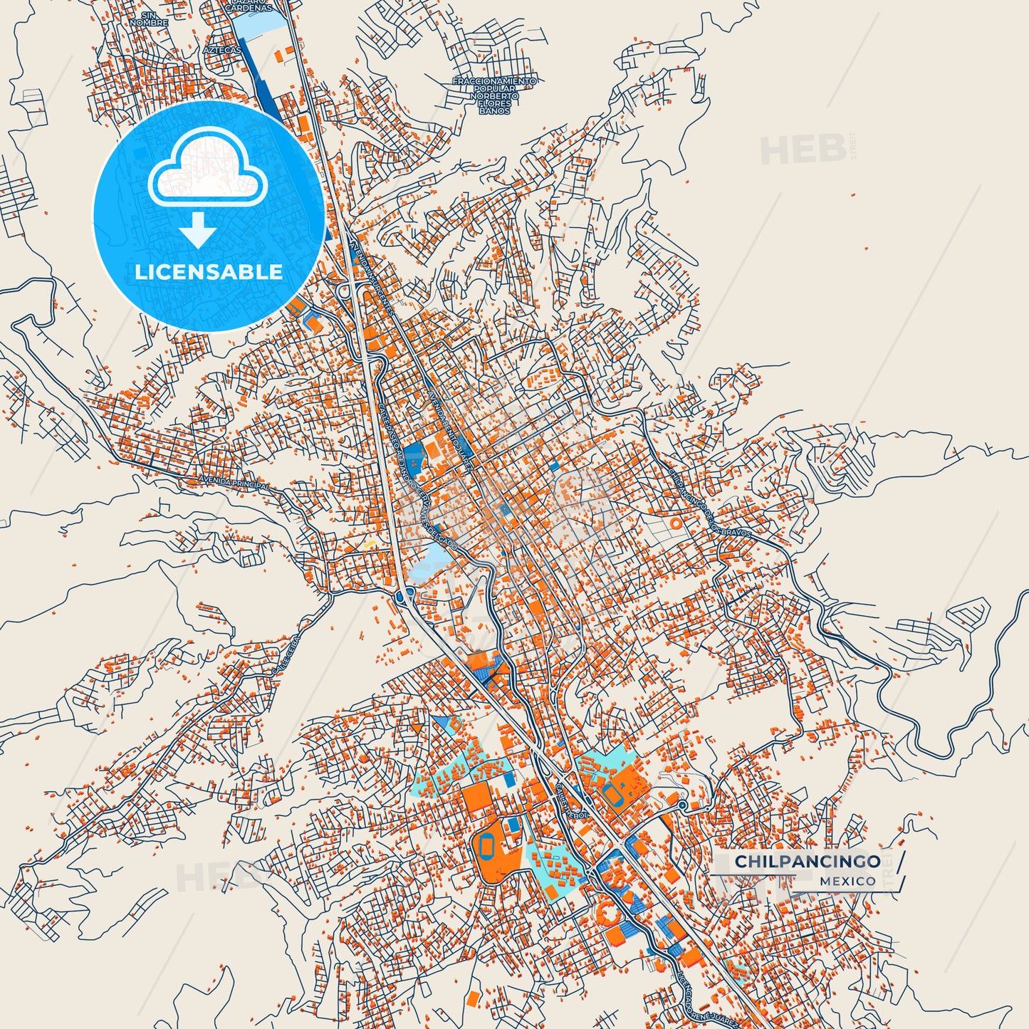 Canvas Print Template of Chilpancingo Street Map