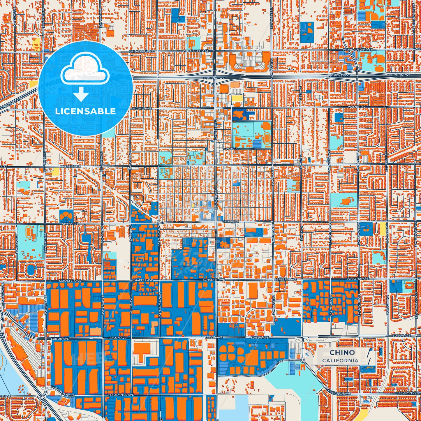 Canvas Print Template of Chino Street Map