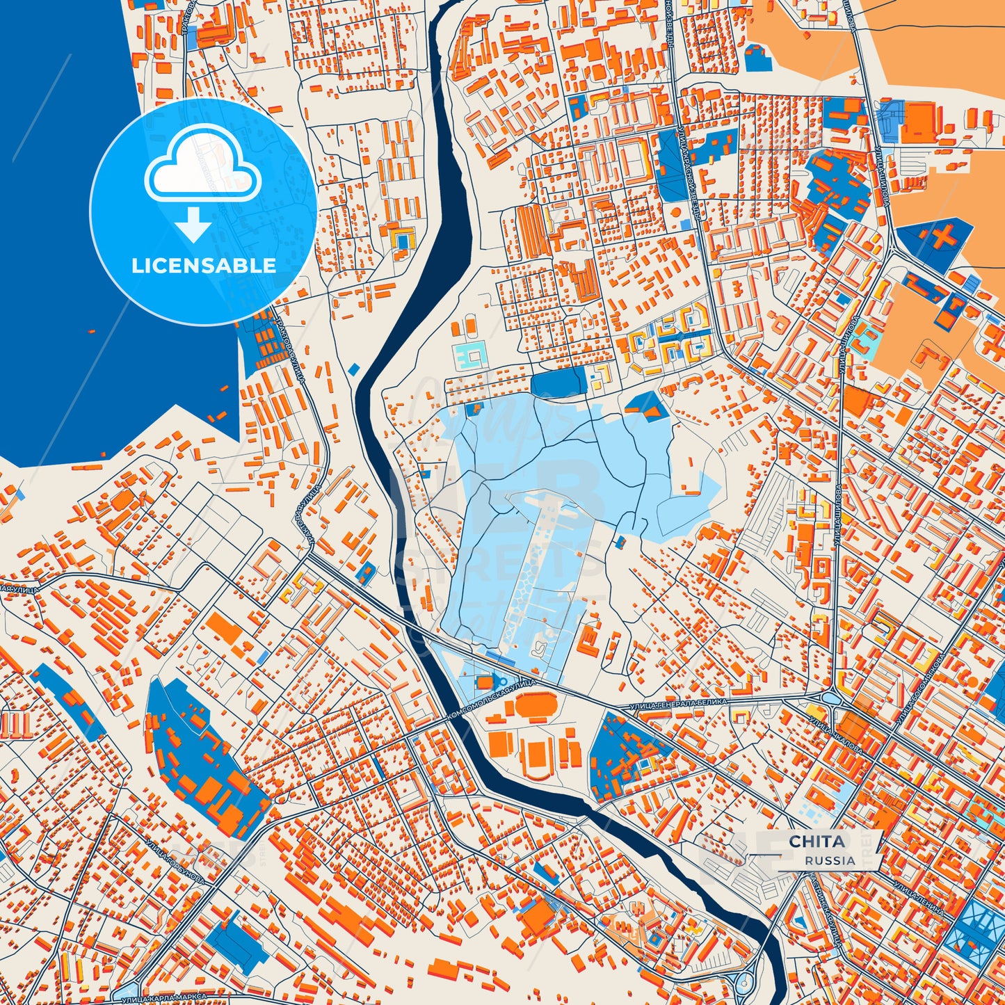 Canvas Print Template of Chita Street Map